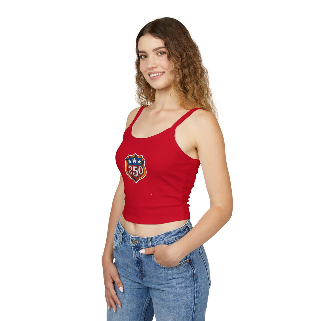 250th Anniversary Shield Tattoo Design Spaghetti Strap Woman's Tank Top