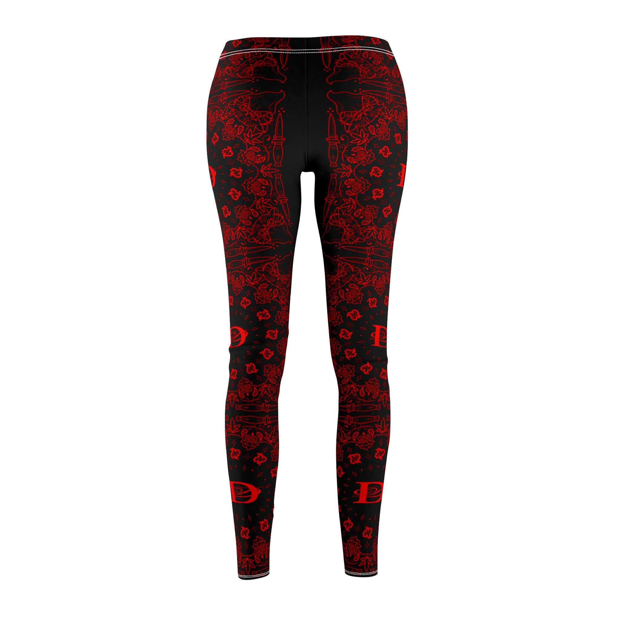DD Custom Bandana Print | Women's Mid-rise Casual Leggings (AOP), Tattoo, Streetwear, Designer, Fashion, Bandana