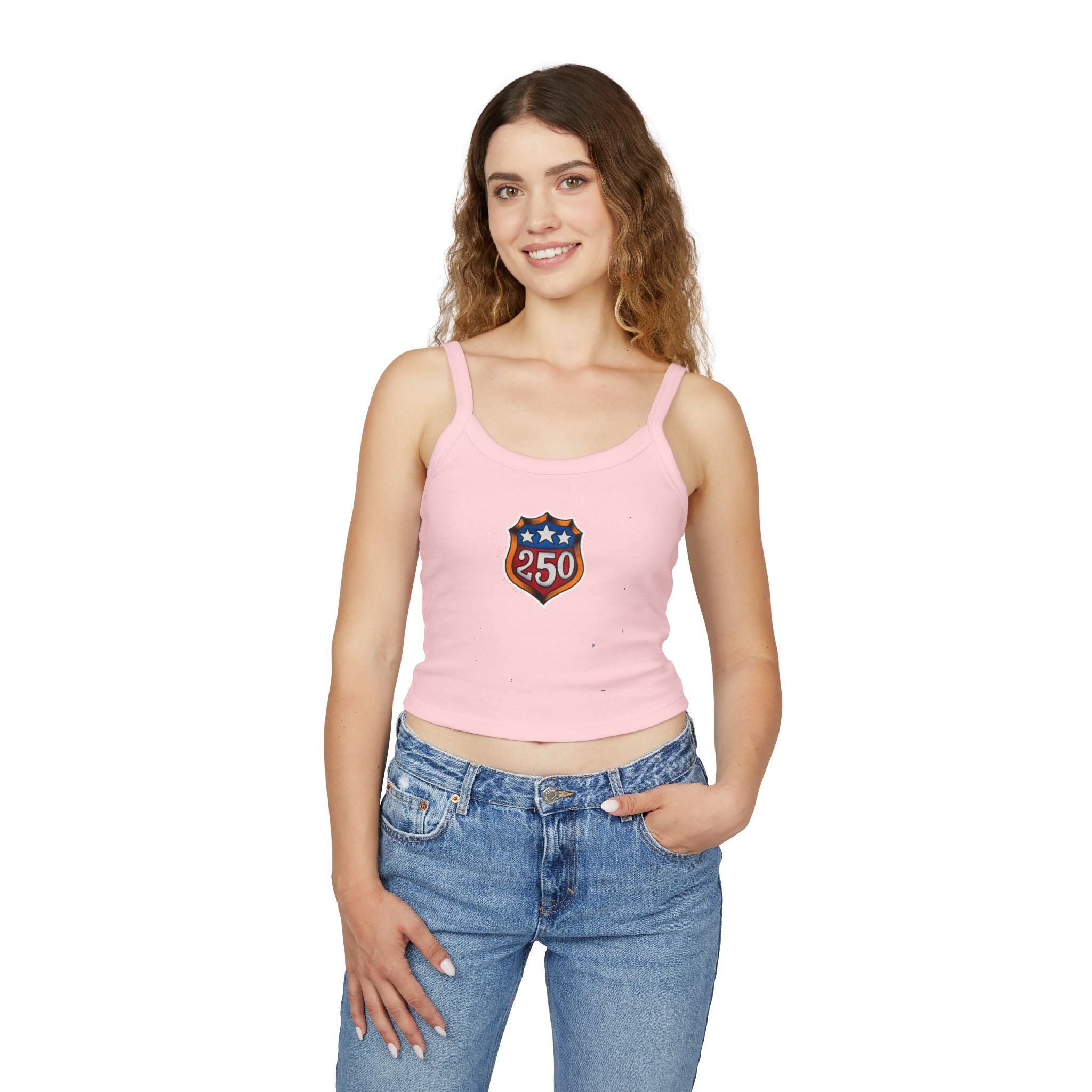 250th Anniversary Shield Tattoo Design Spaghetti Strap Woman's Tank Top