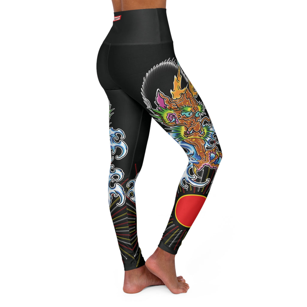 Dragon and Sun Custom Print High Waisted Yoga Leggings (AOP)