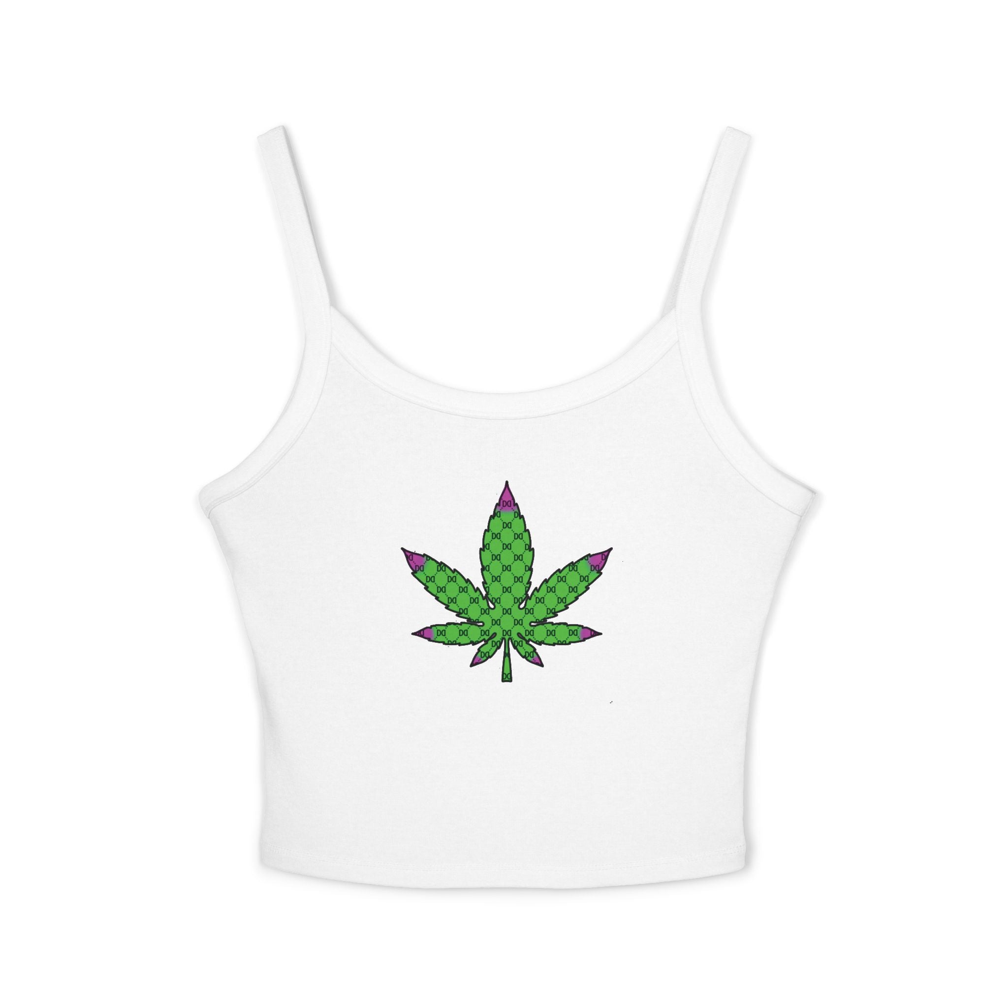 Cannabis Leaf w/DD Monogram Spaghetti Strap Tank Top