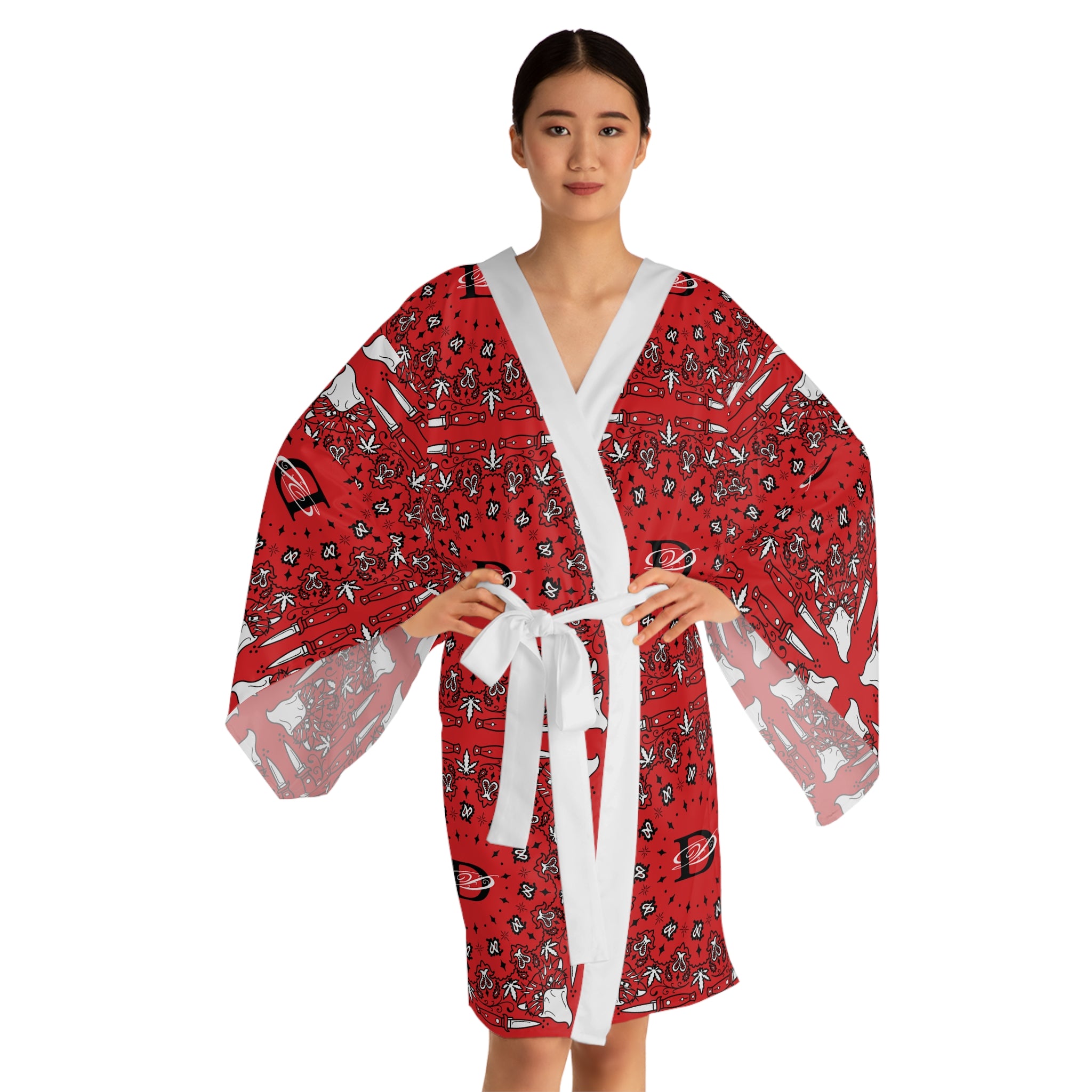 DD Custom Bandana Pattern Long Sleeve Kimono Robe AOP