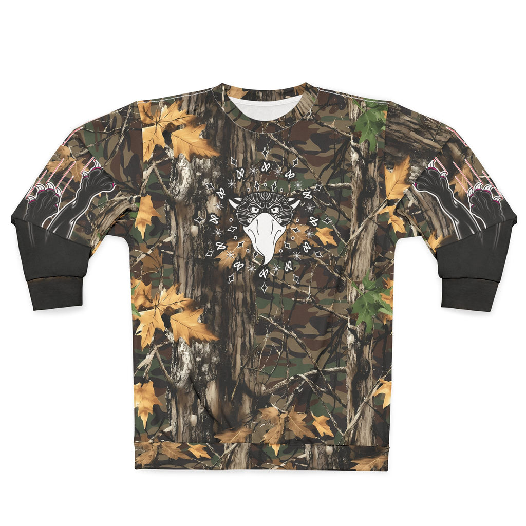 Bandito Panther Paisley Print W/ Clawing Panther Paws Unisex Real Tree Sweatshirt AOP
