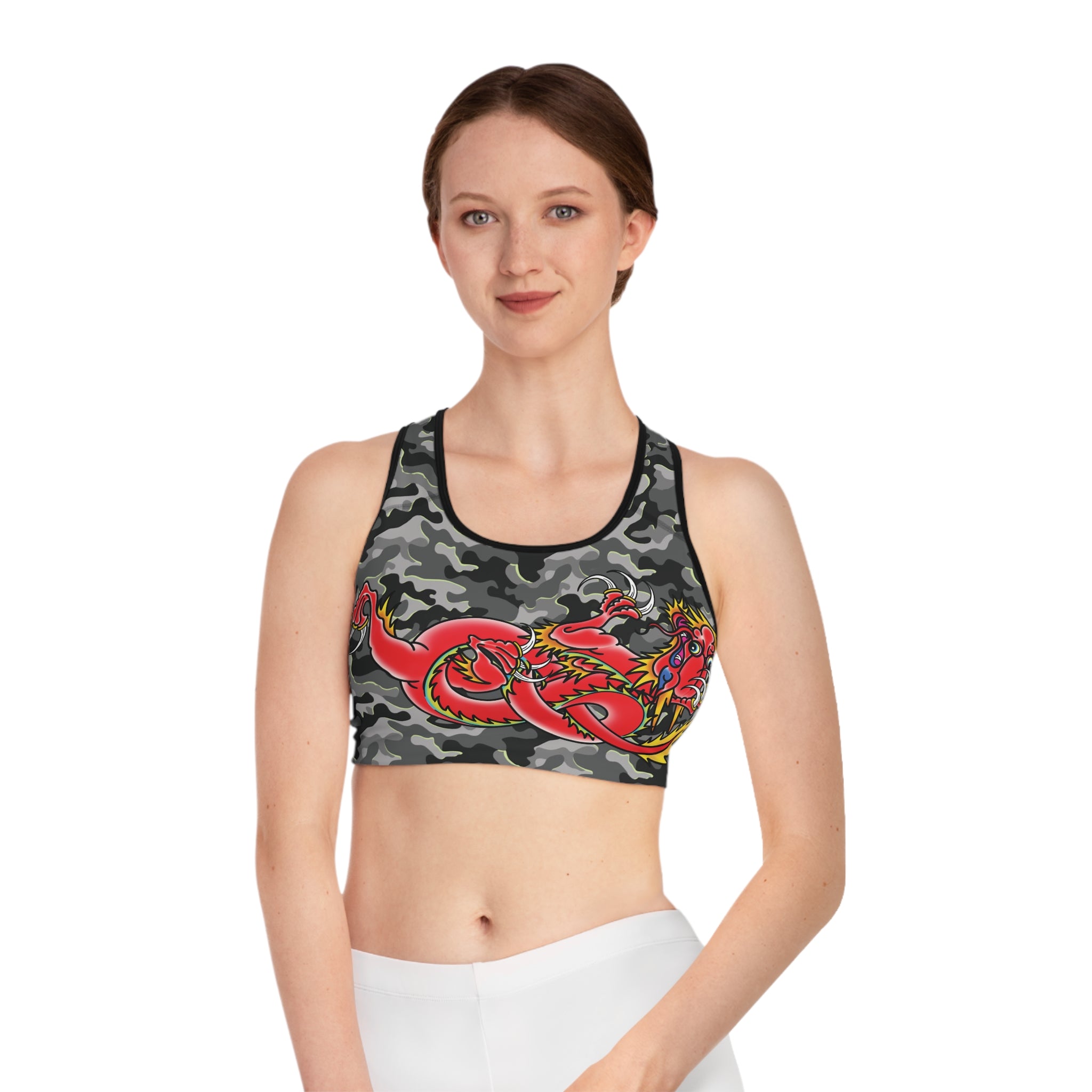 Custom Dragon Urban Camo Print Sports Bra AOP