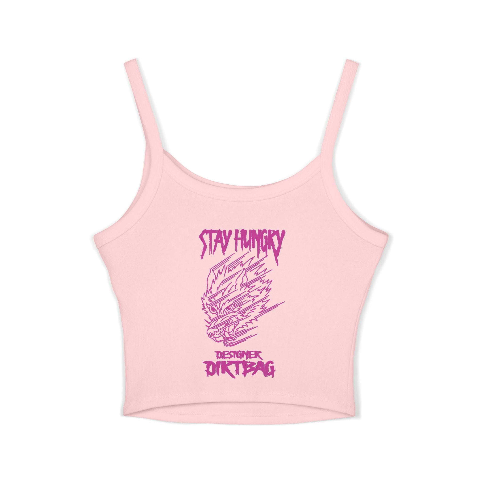 "Stay Hungry" Wolf Head Spaghetti Strap Tank Top