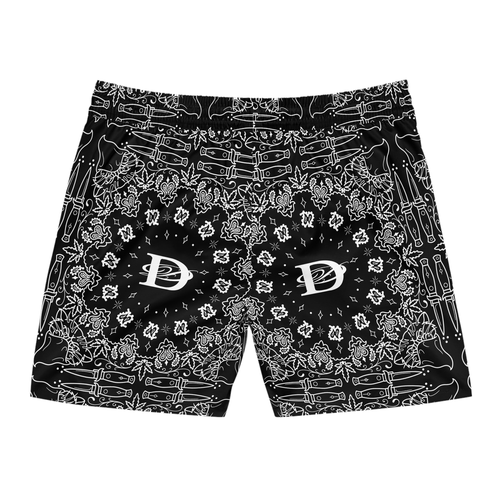 DD Custom Bandana Pattern Men's Mid-Length Swim Shorts AOP