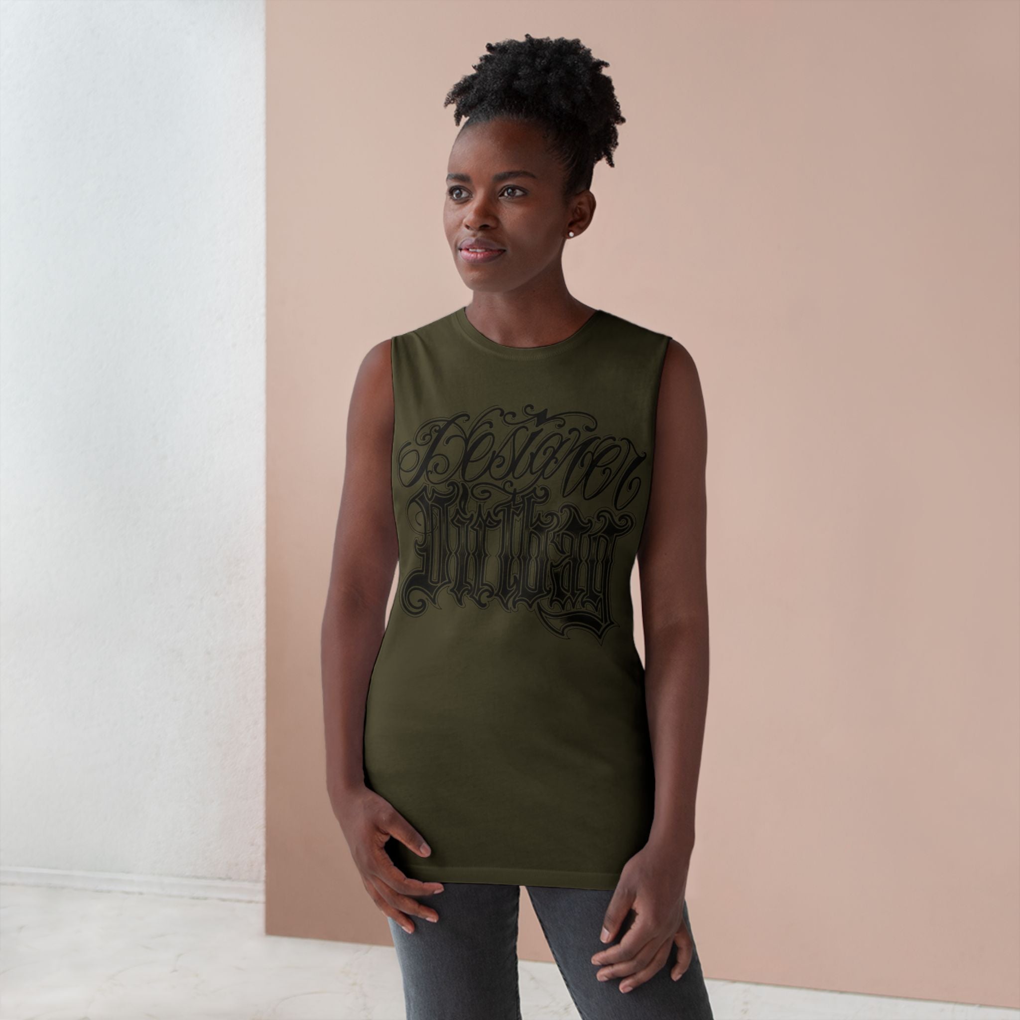 DD Custom Script Lettering w/Gothic Old English Unisex High Quality Barnard Tank