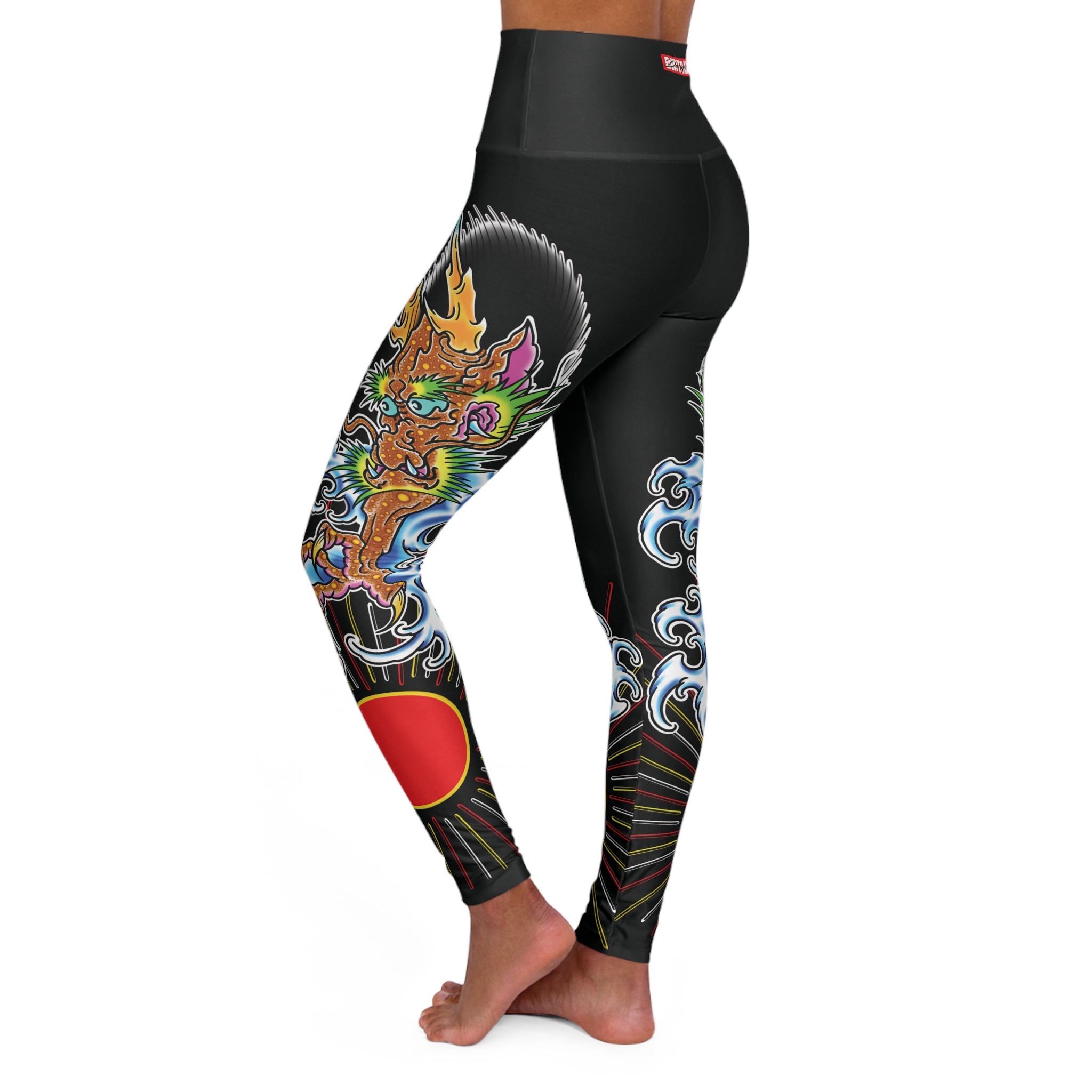 Dragon and Sun Custom Print High Waisted Yoga Leggings (AOP)