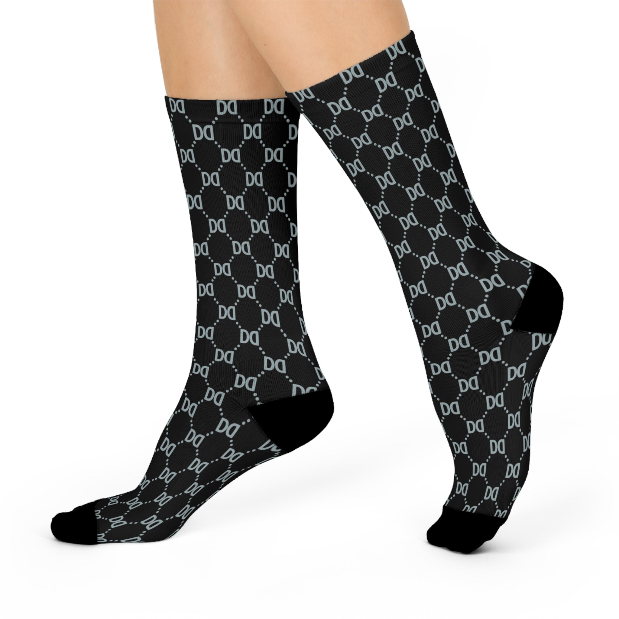 DD Custom Monogram Pattern Crew Socks AOP