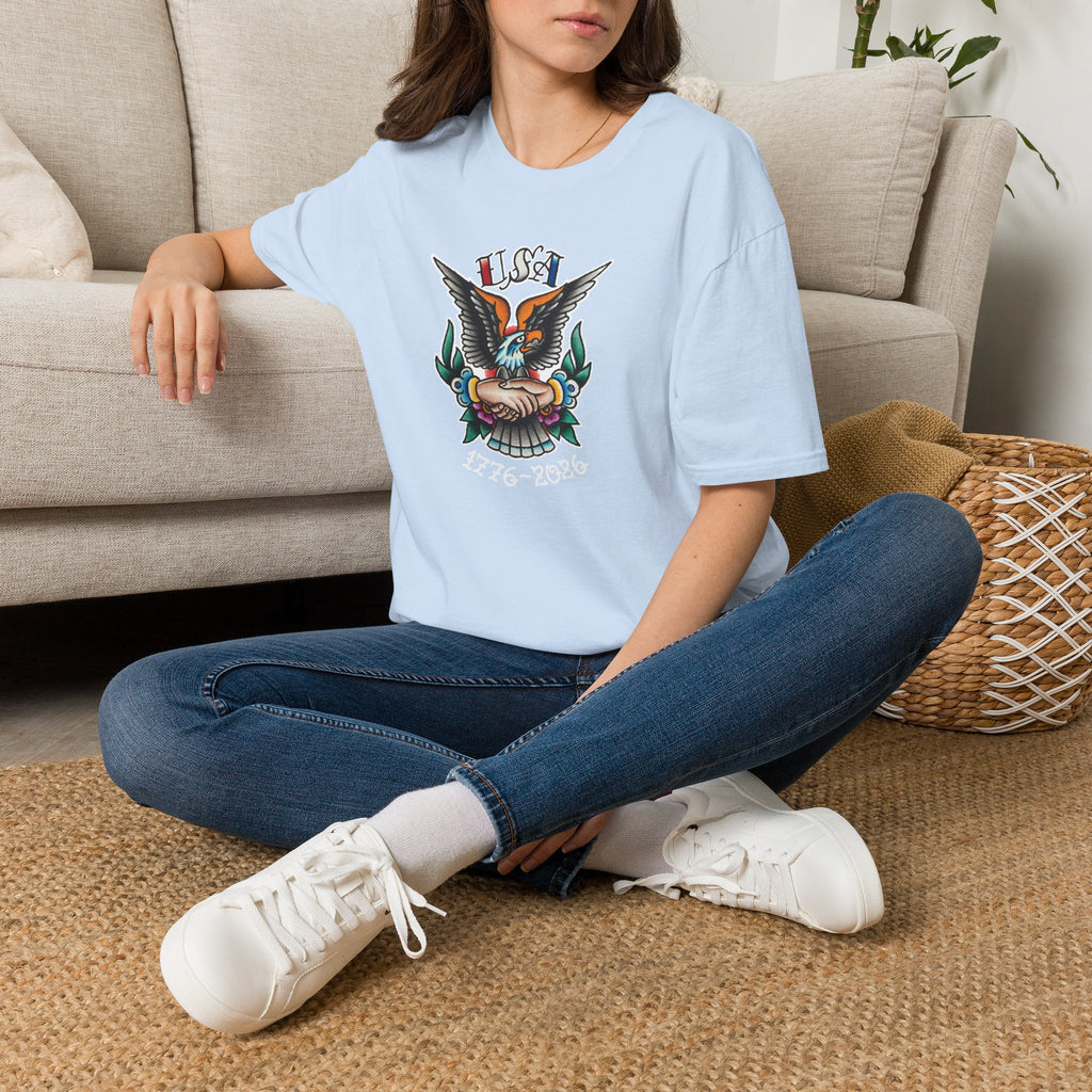 250th Anniversary 1776-2026 Clasped Hands w/Eagle Unisex Softstyle Tattoo T‑Shirt
