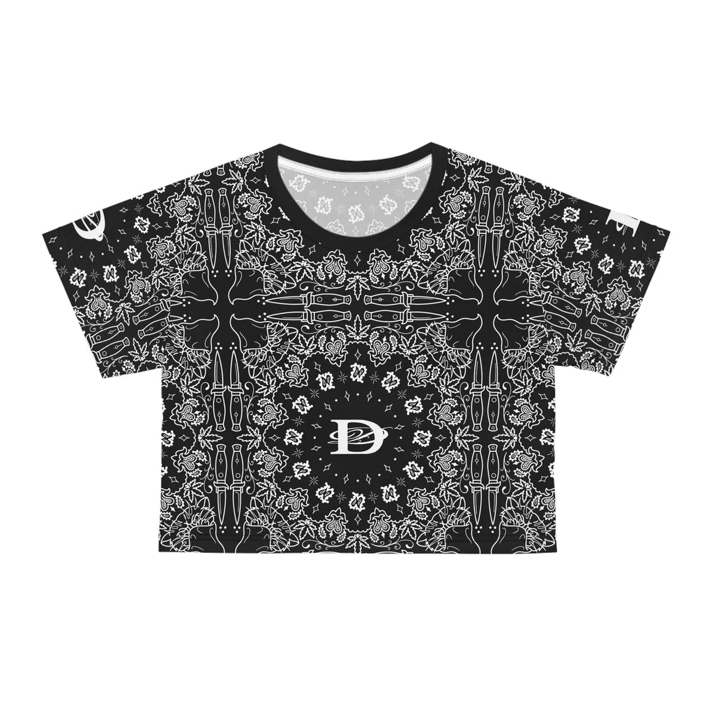 DD Custom Bandana Print Crop Top T-Shirt AOP