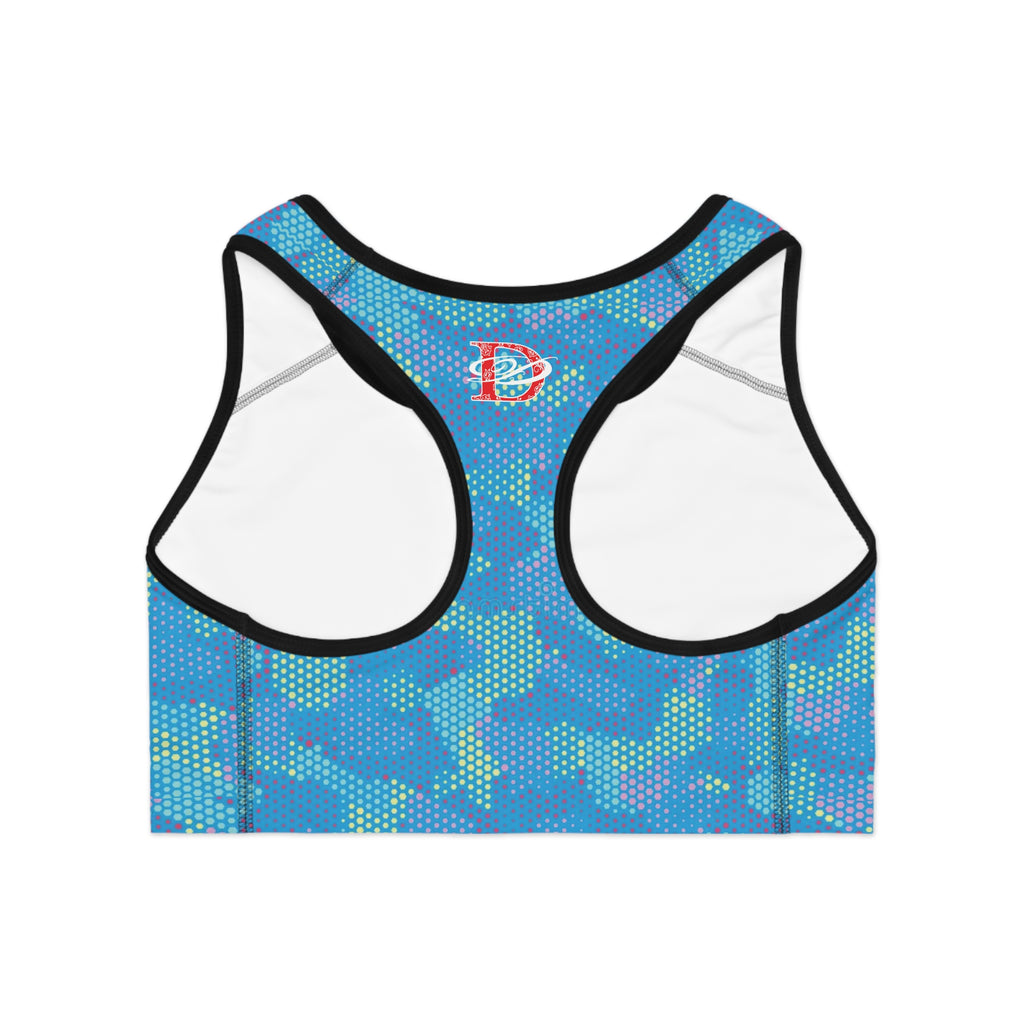 Bandito Panther Light Blue Digital Hexagon Camo Sports Bra AOP
