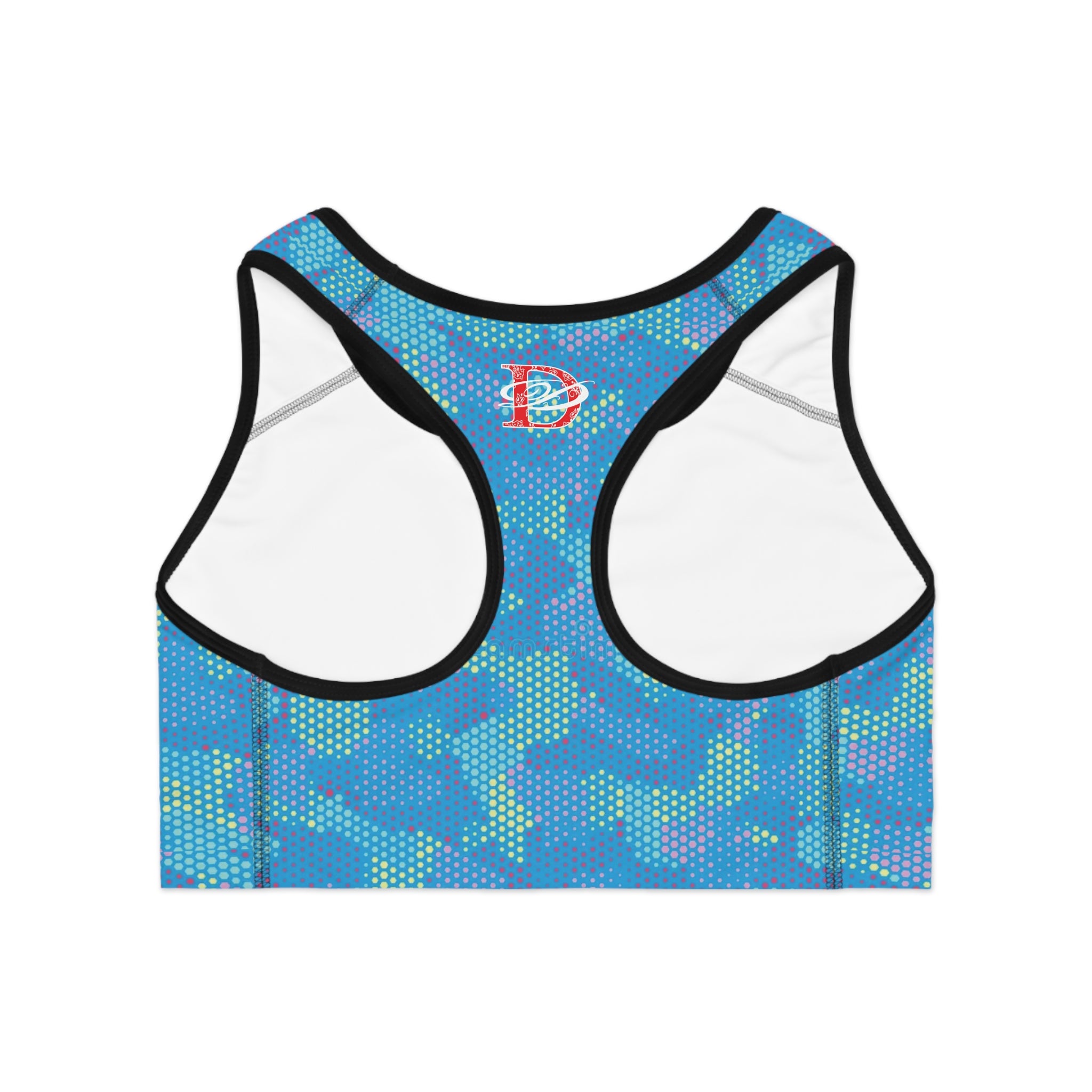 Bandito Panther Light Blue Digital Hexagon Camo Sports Bra AOP
