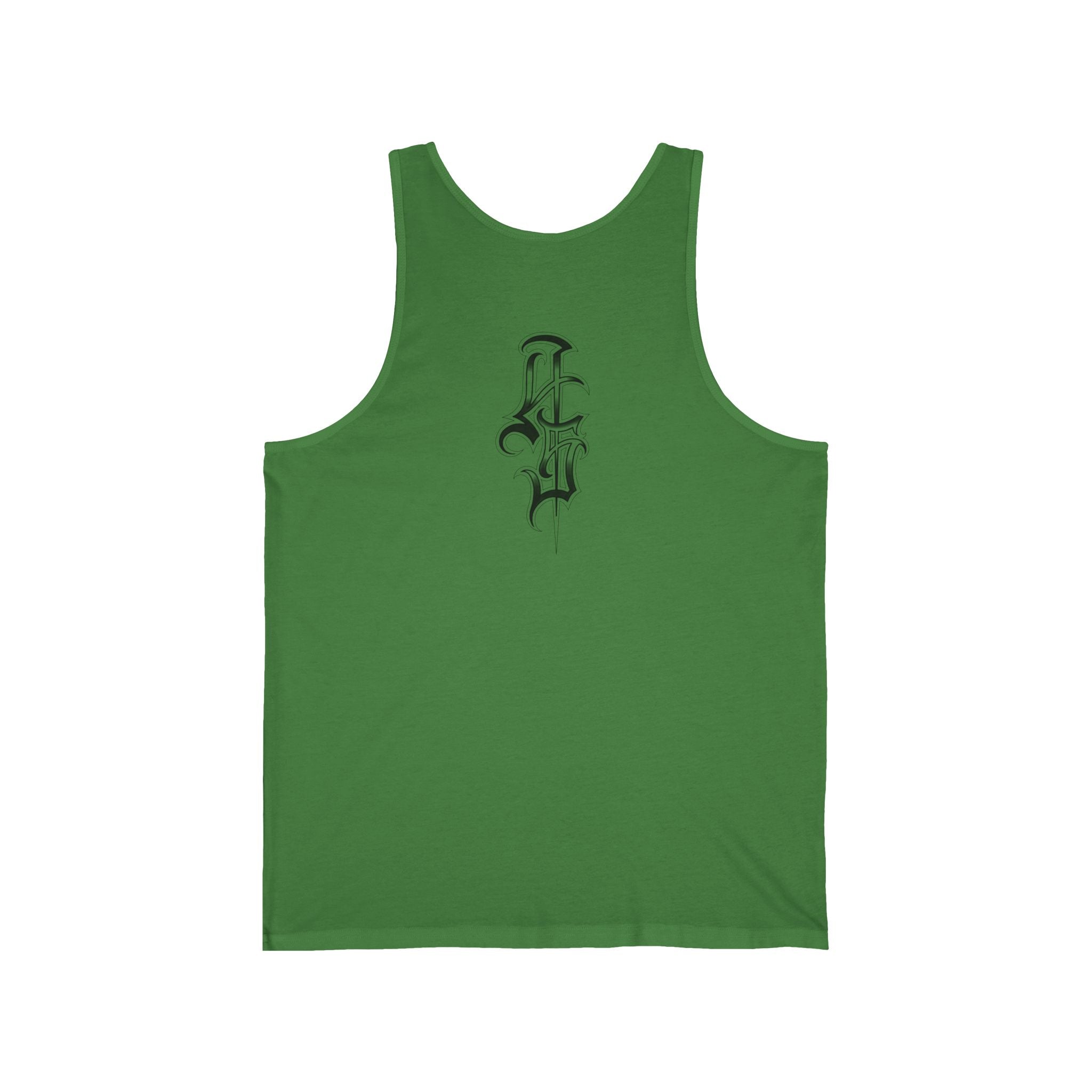 DD Custom Script Lettering W/Gothic Old English Unisex Jersey Tank Top