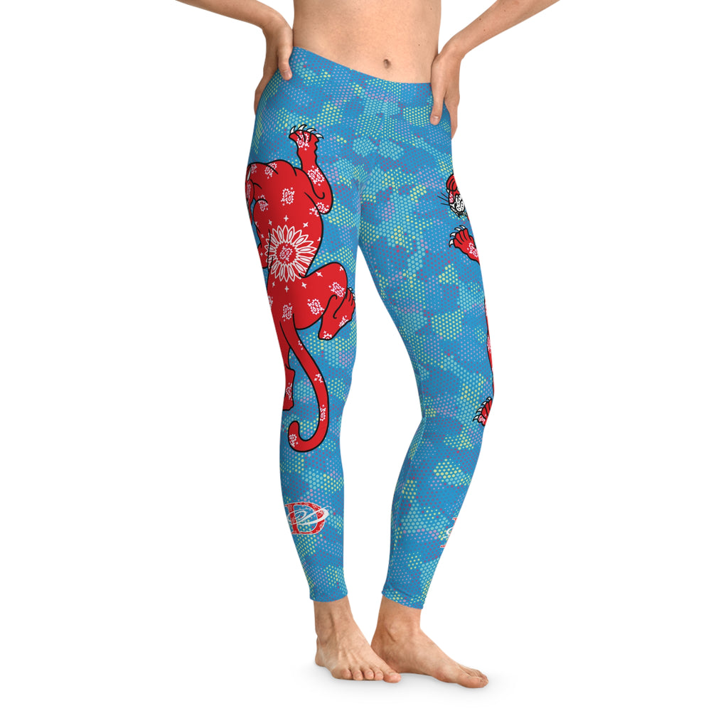 Climbing Bandana Panther Stretchy Light Blue Digital Hexagon Camo Leggings