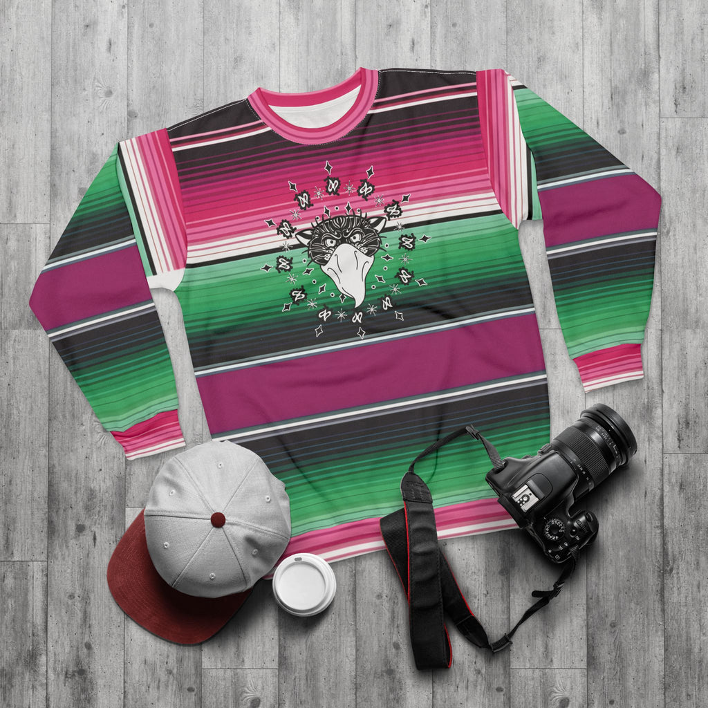Bandito Panther Paisley Print Serape Unisex Sweatshirt AOP