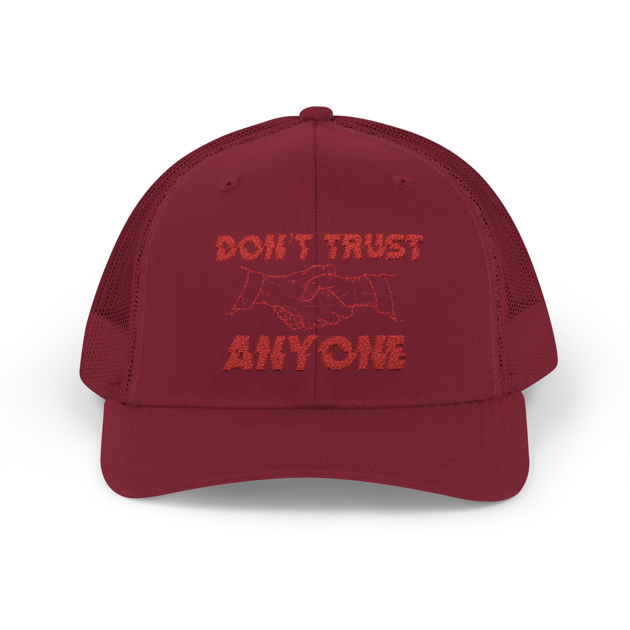 "Don't Trust Anyone" Embroidered Snapback Trucker Cap