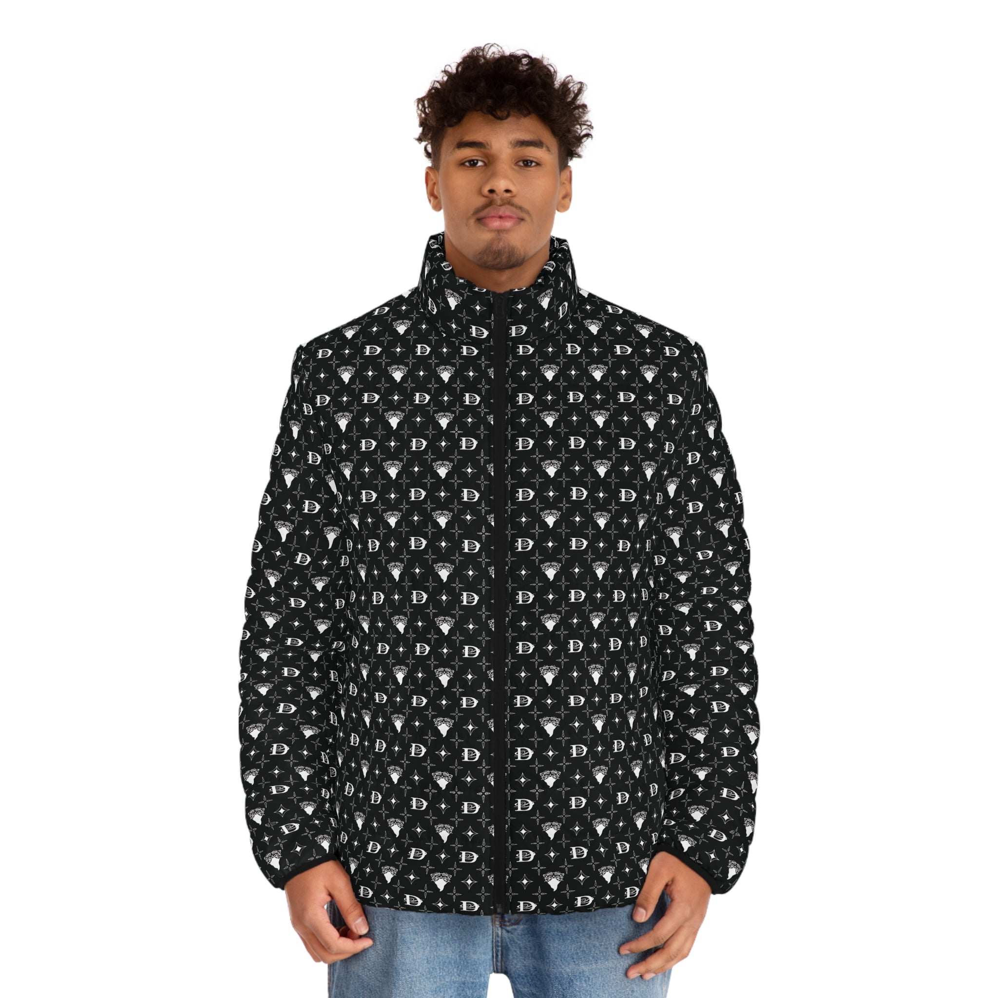 Bandito Panther Custom Monogram Print Men's Puffer Jacket Outerwear AOP