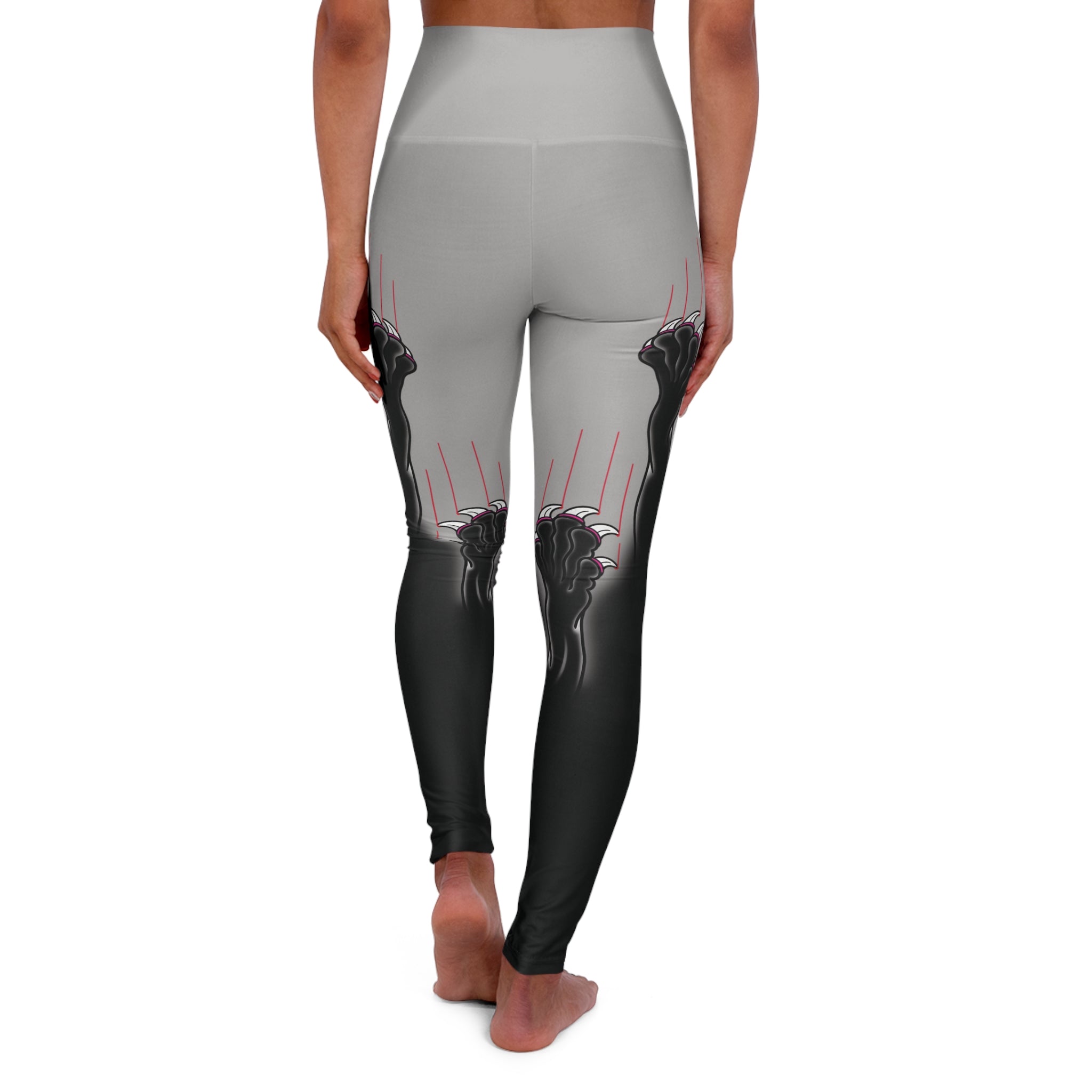 Clawing Panther Paws Print High Waisted Yoga Leggings (AOP)