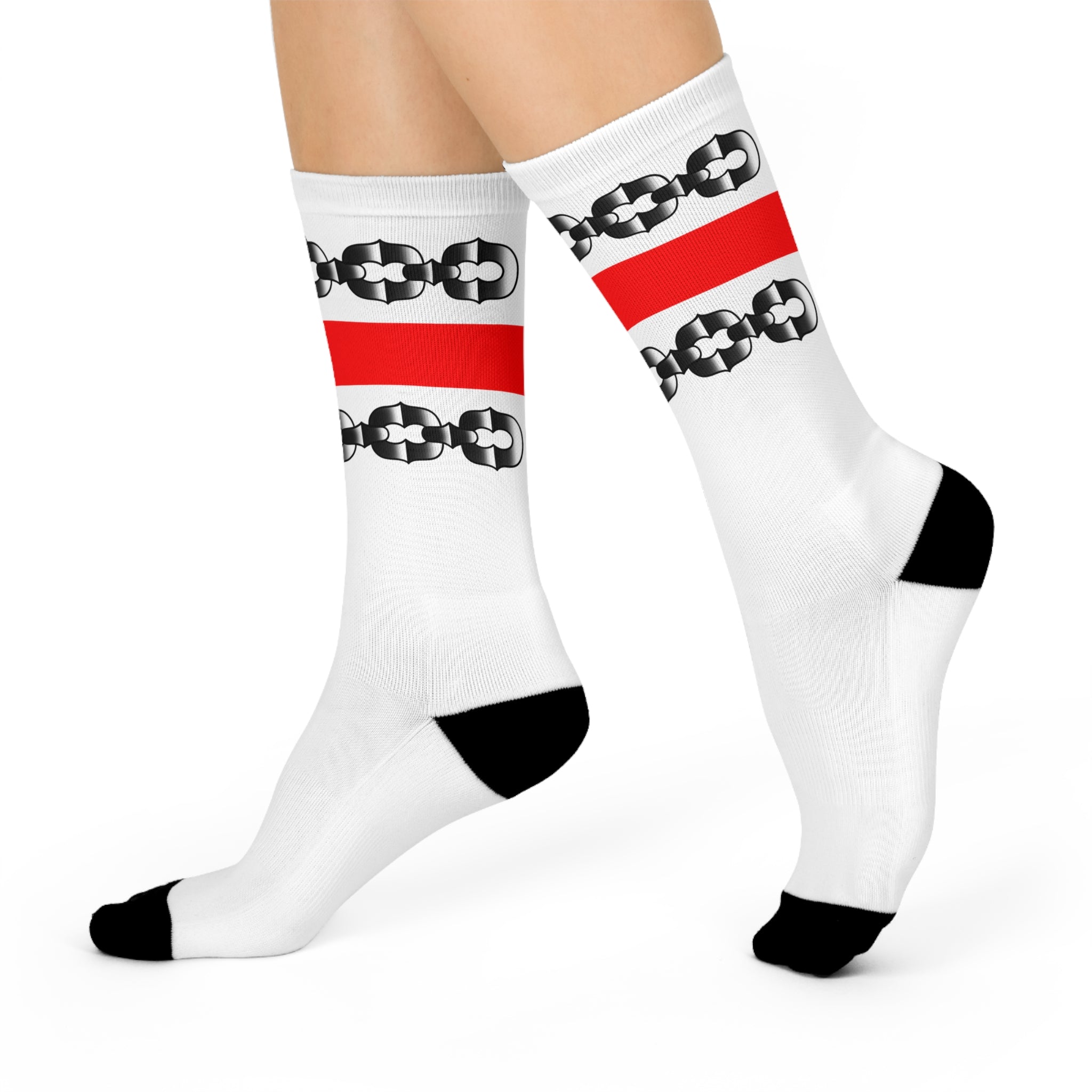 Traditional Tattoo Chain Pattern Cushioned Crew Socks AOP