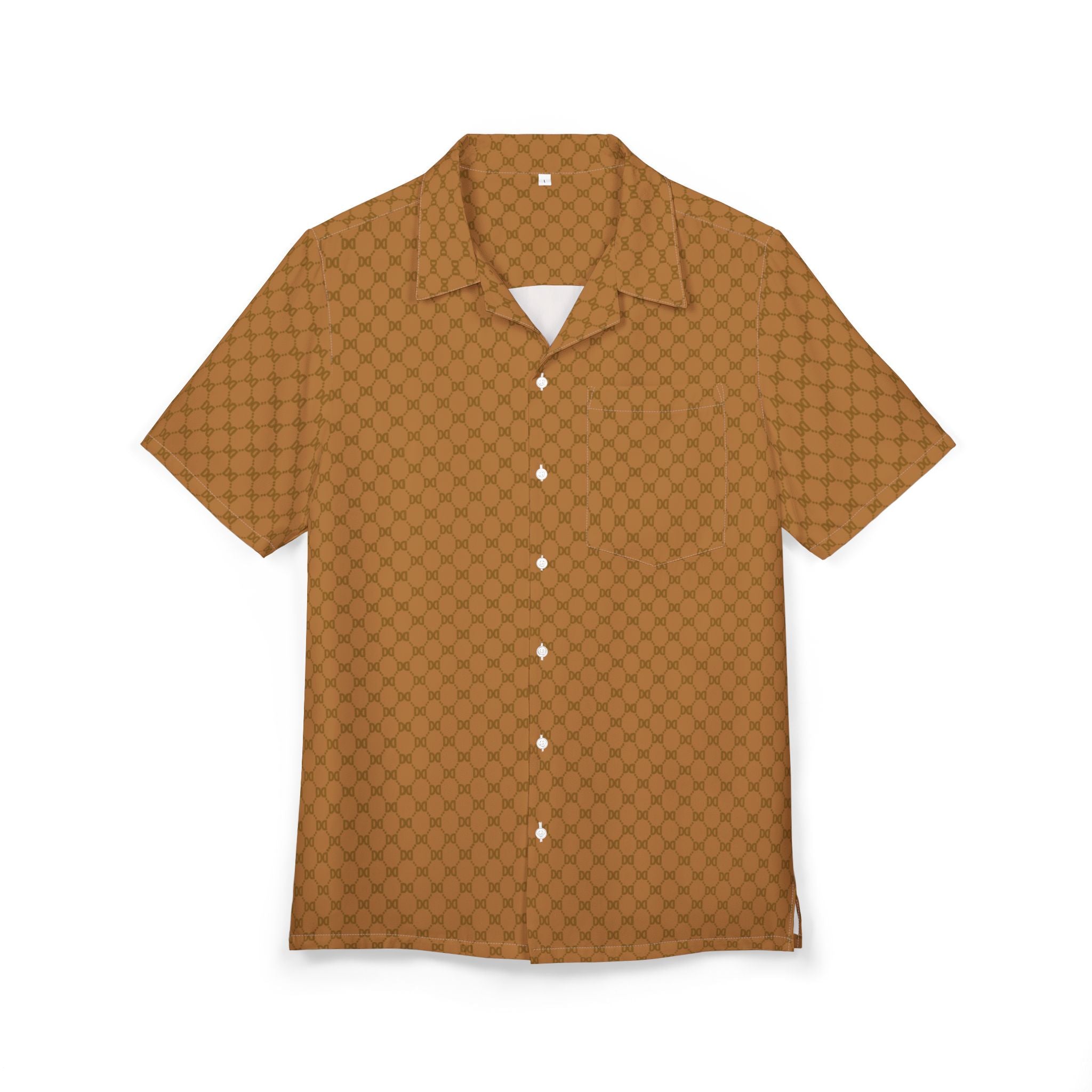 DD Monogram Print Button Up Hawaiian Shirt AOP