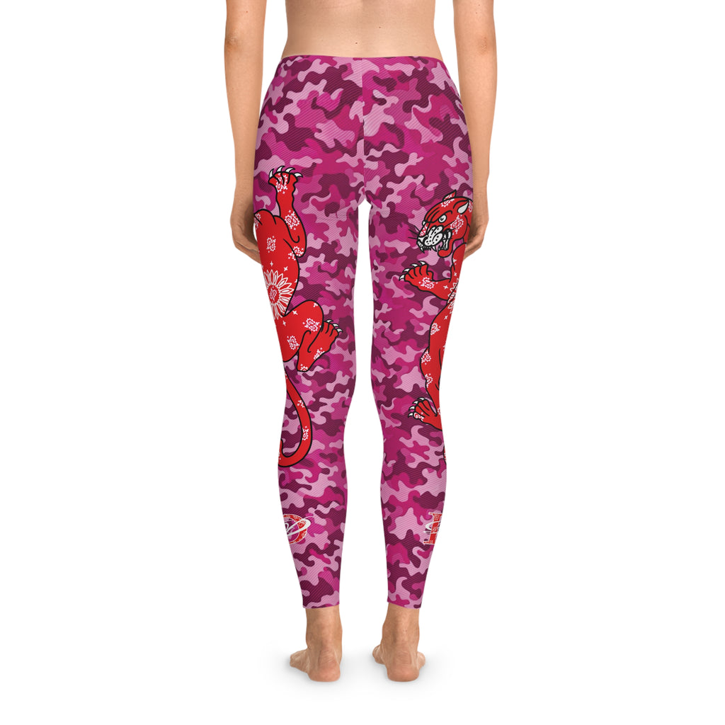 Climbing Bandana Panther Stretchy Pink Camo Leggings