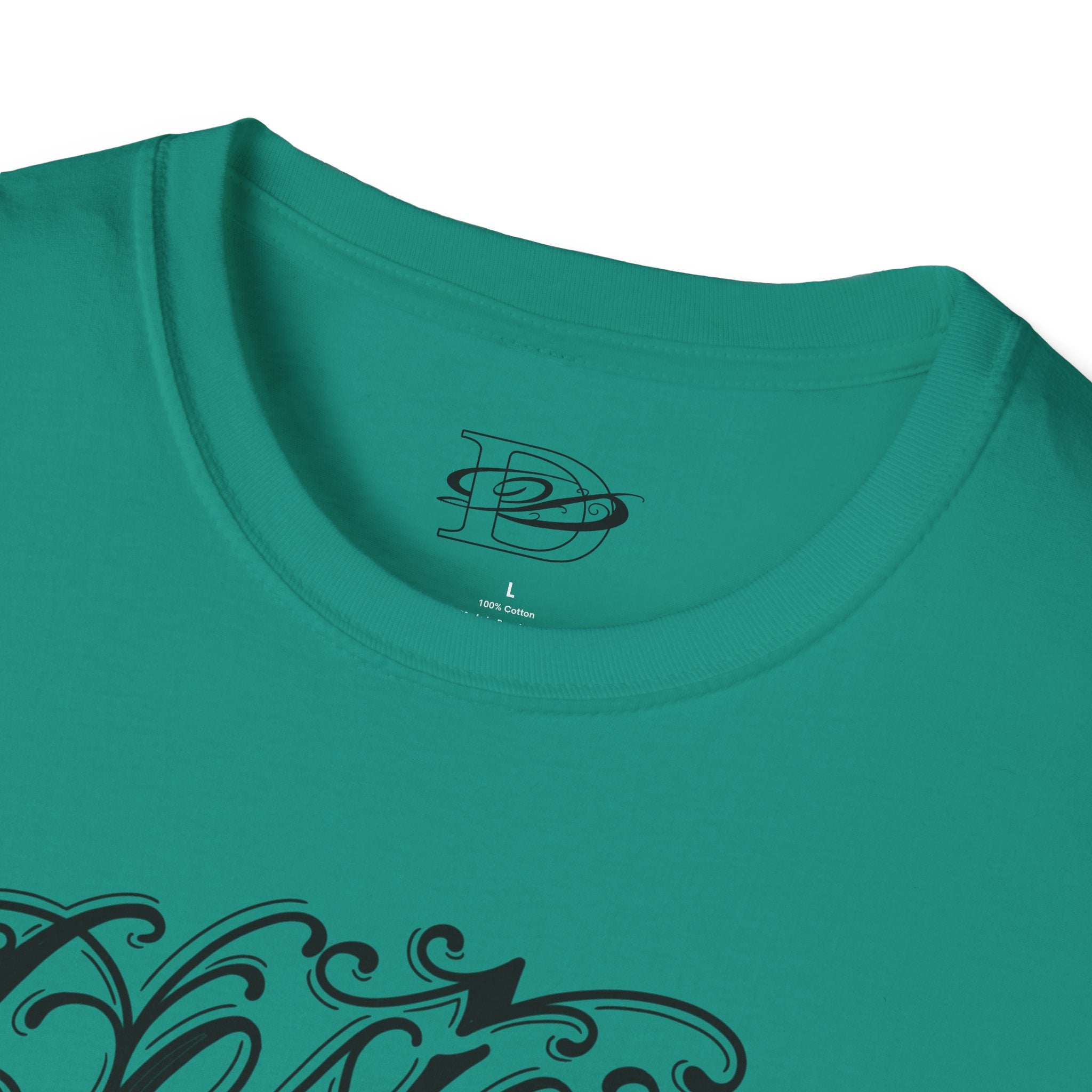 DD Custom Script Lettering w/Gothic Old English Unisex Softstyle T-Shirt