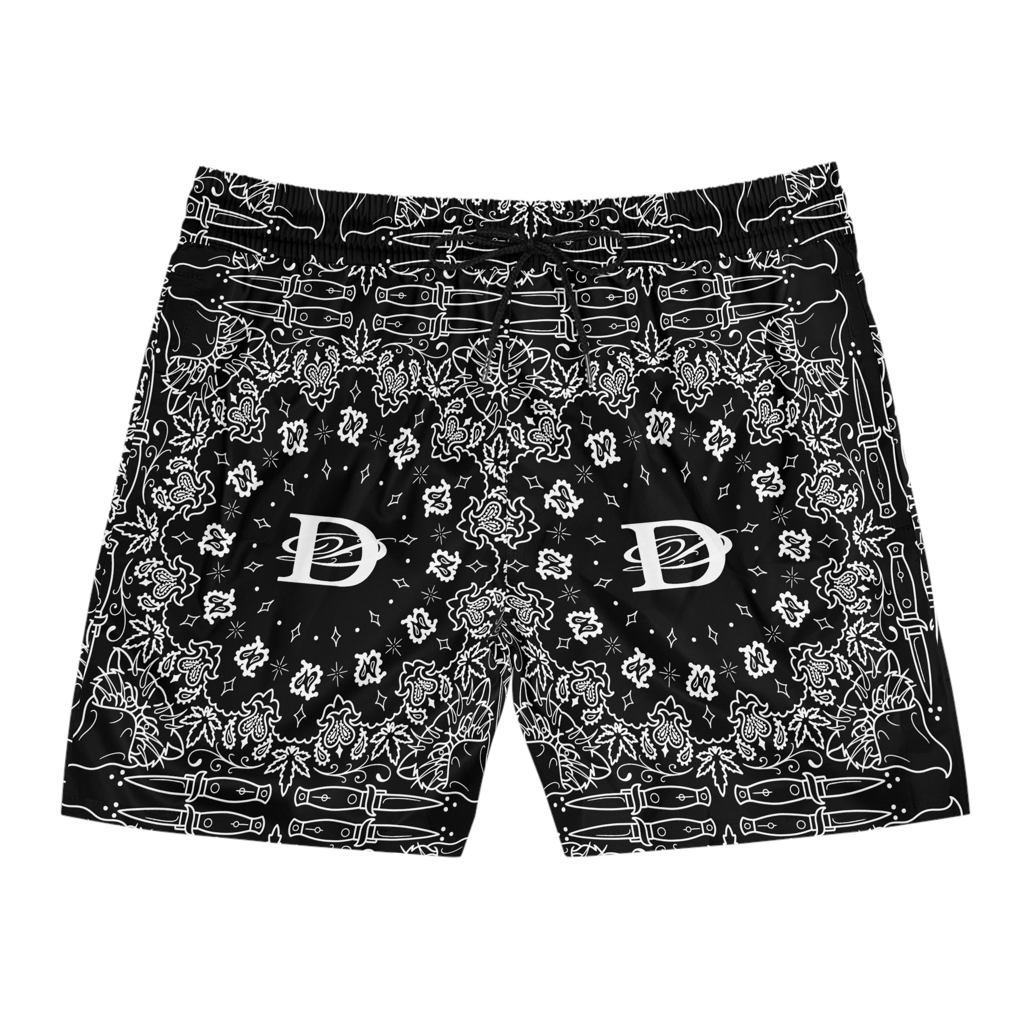 DD Custom Bandana Pattern Men's Mid-Length Swim Shorts AOP