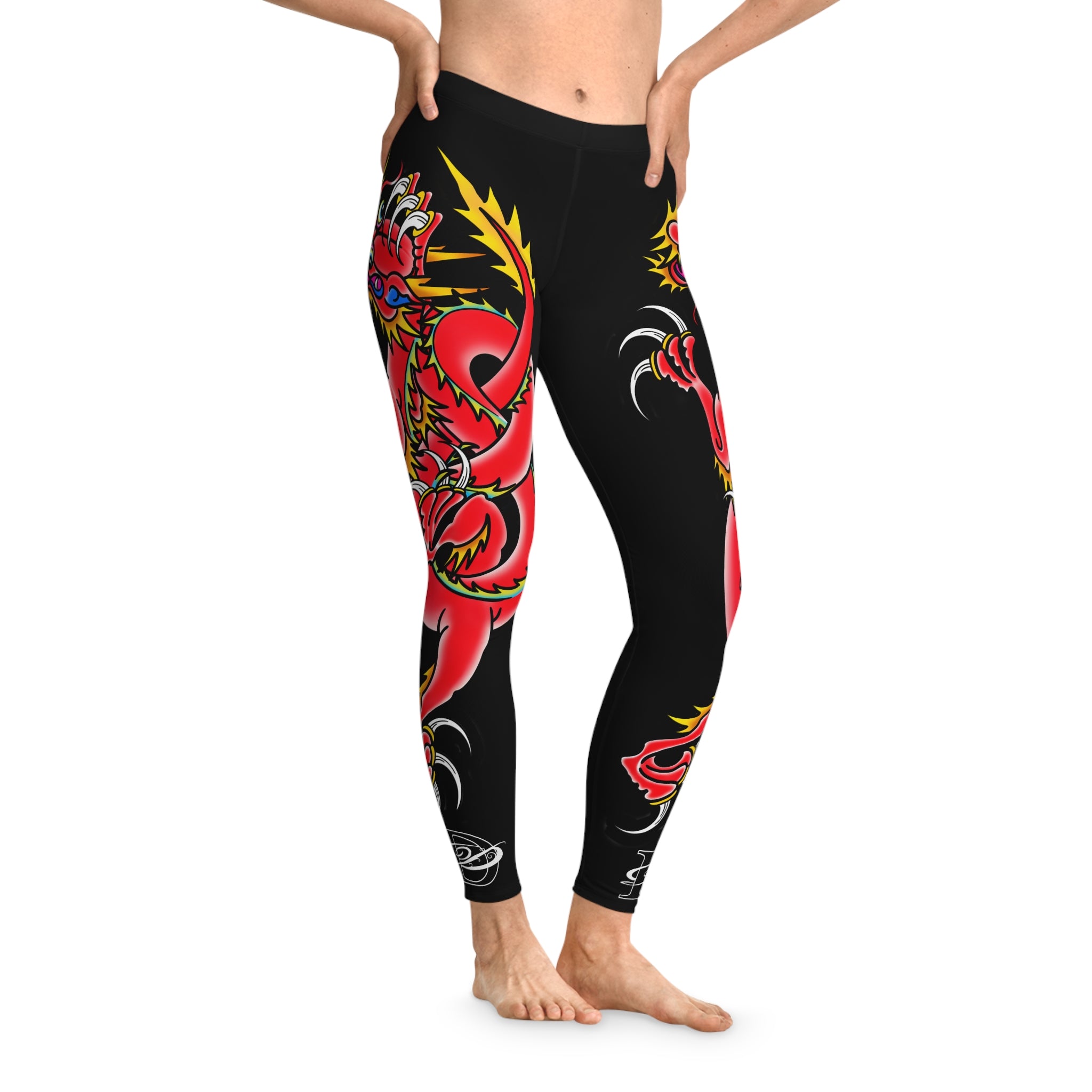 Custom Dragon Print Stretchy Leggings AOP