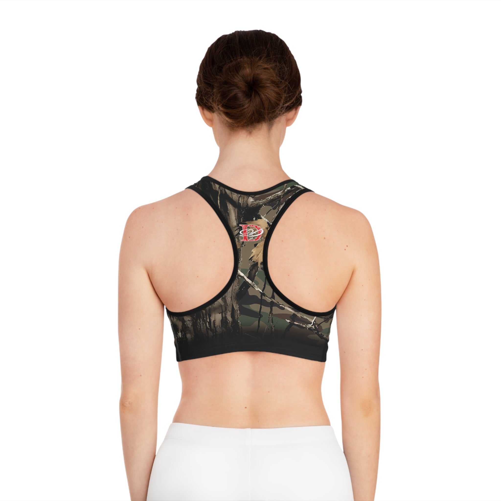 Clawing Panther Paws Real Tree Print Sports Bra AOP