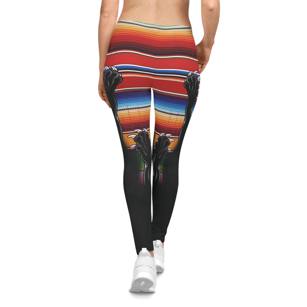 Clawing Panther Paws Serape Print Casual Yoga Leggings (AOP)