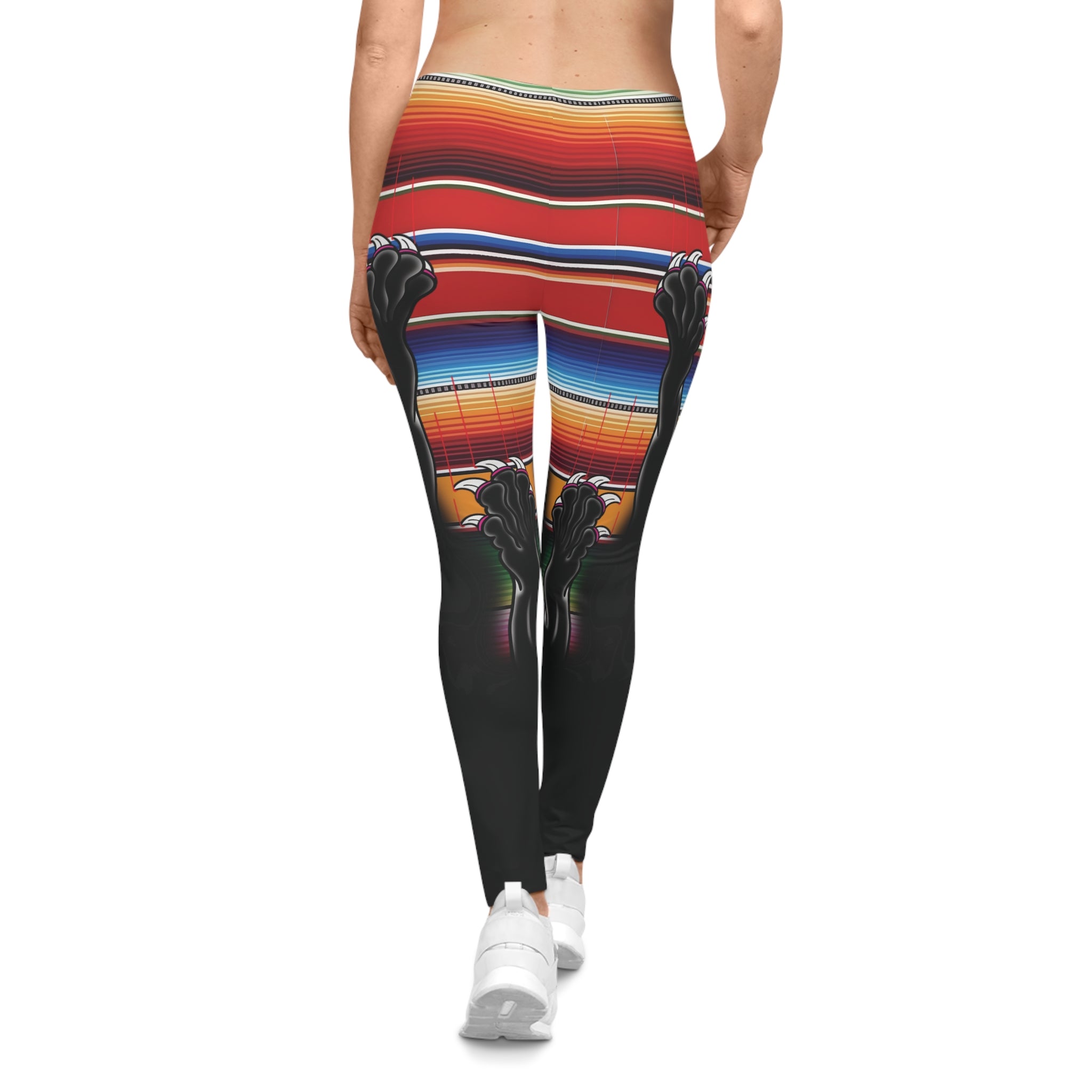 Clawing Panther Paws Serape Print Casual Yoga Leggings (AOP)