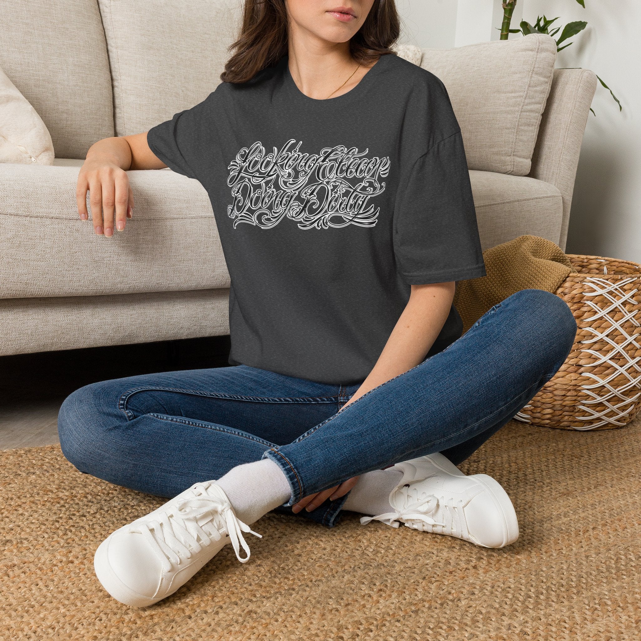 "Looking Clean, Doing Dirty" Tattoo Script Softstyle Unisex T-Shirt