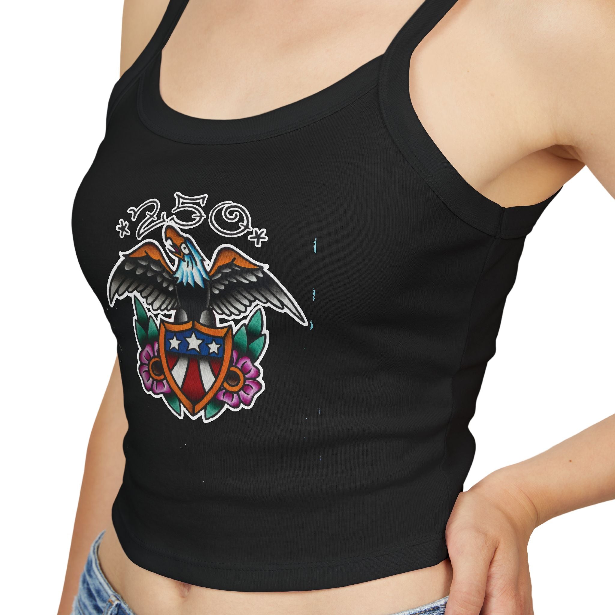 250th Anniversary Eagle w/Flag Shield Spaghetti Strap Woman's Tank Top