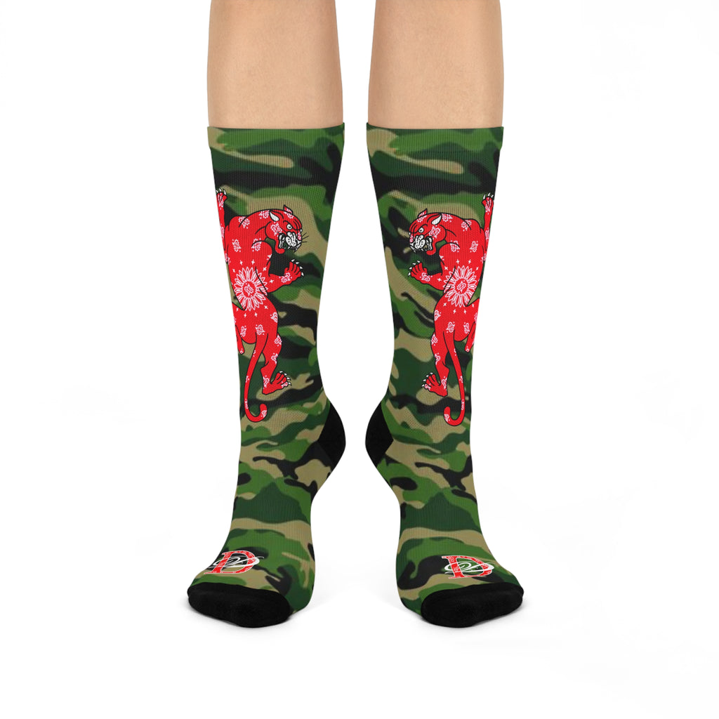 DD Climbing Panther Camo Crew Socks AOP