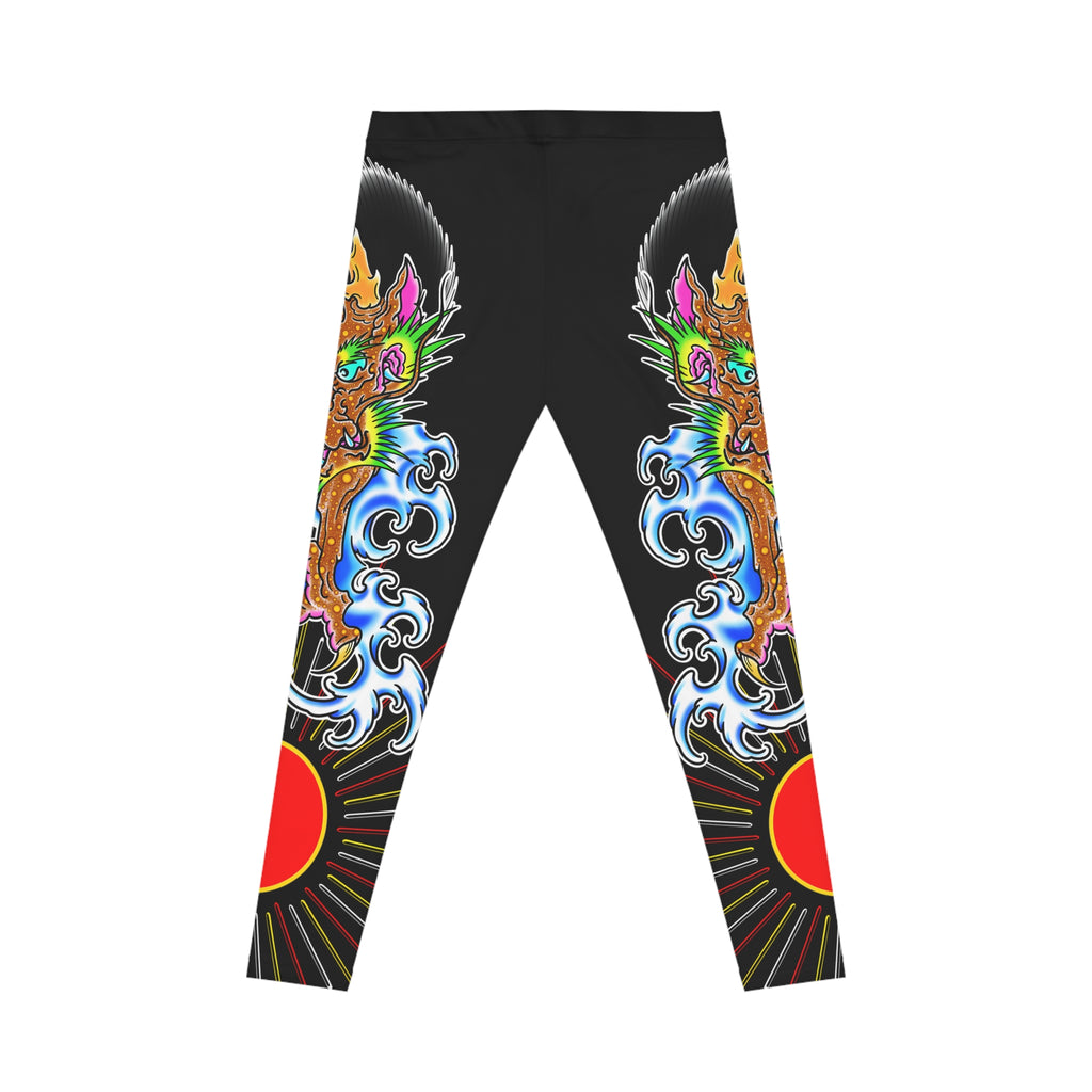 Dragon and Sun Custom Print Casual Yoga Leggings (AOP)
