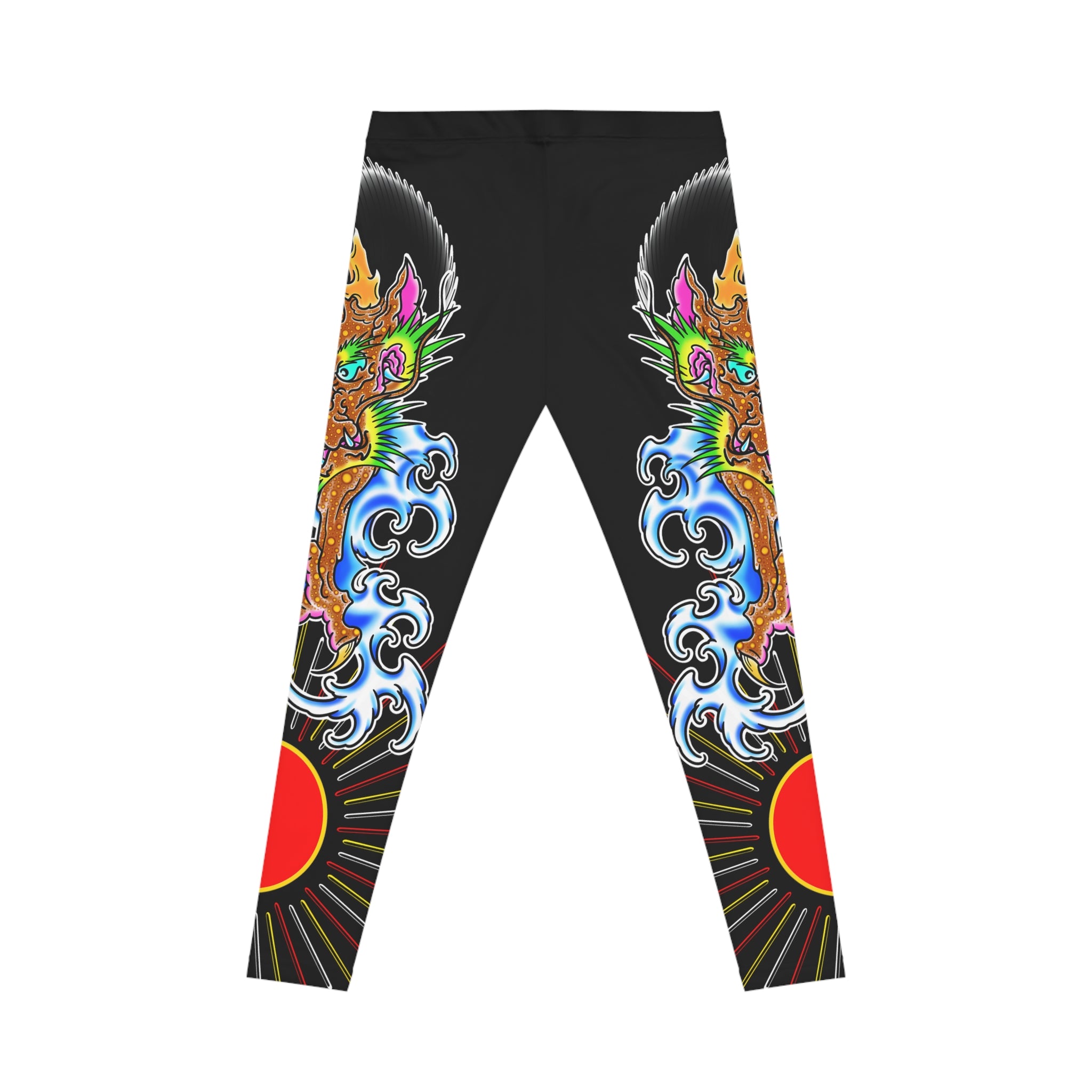 Dragon and Sun Custom Print Casual Yoga Leggings (AOP)