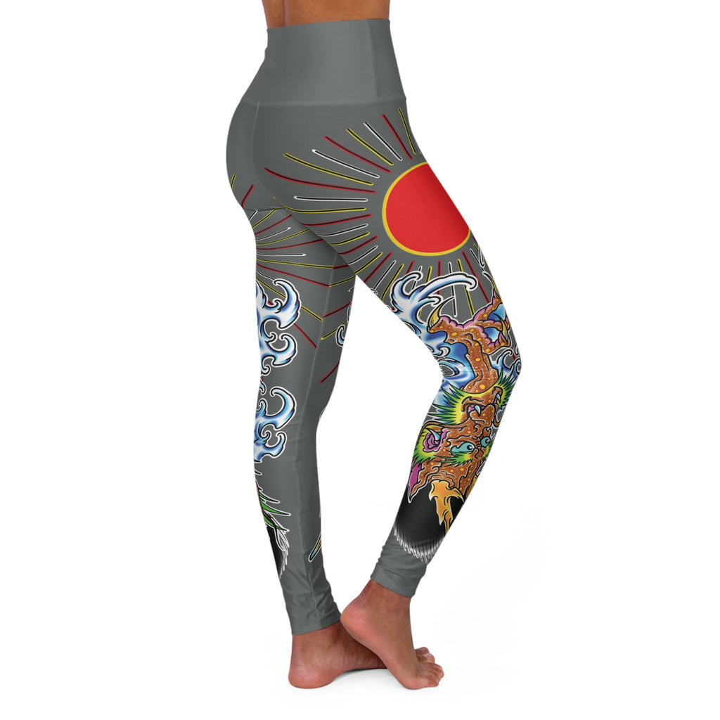 Dragon and Sun Custom Print High Waisted Yoga Leggings (AOP)
