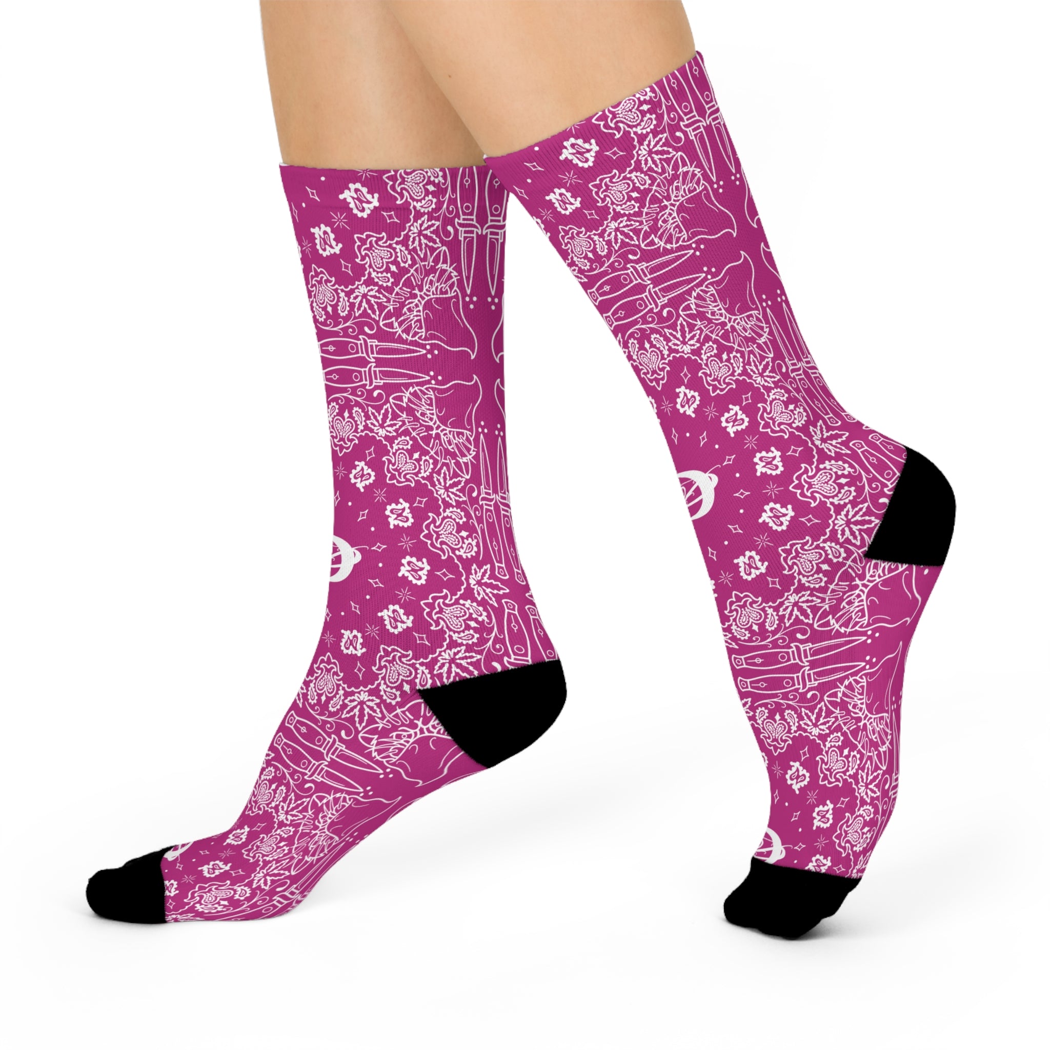 DD Custom Bandana Print Crew Socks AOP