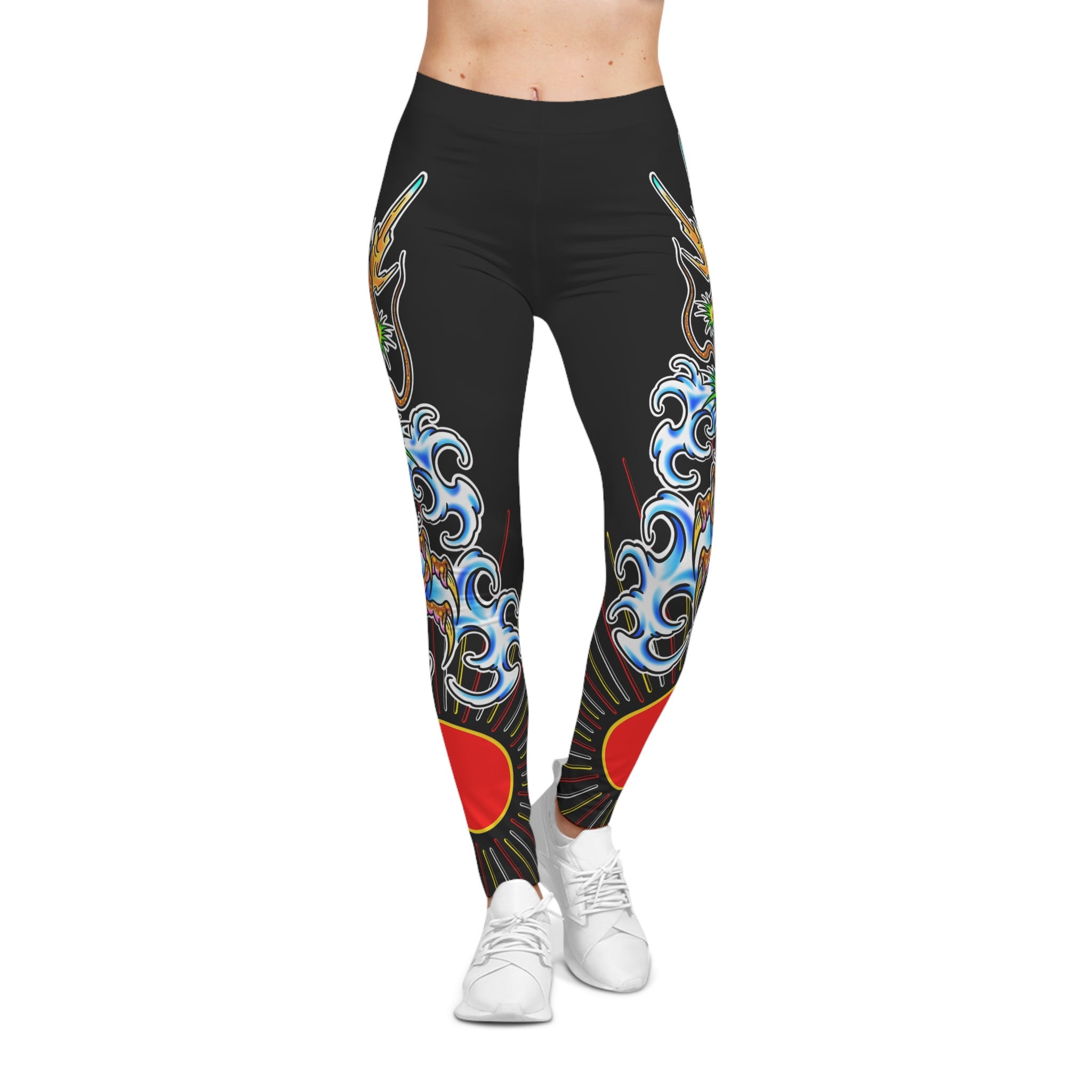 Dragon and Sun Custom Print Casual Yoga Leggings (AOP)
