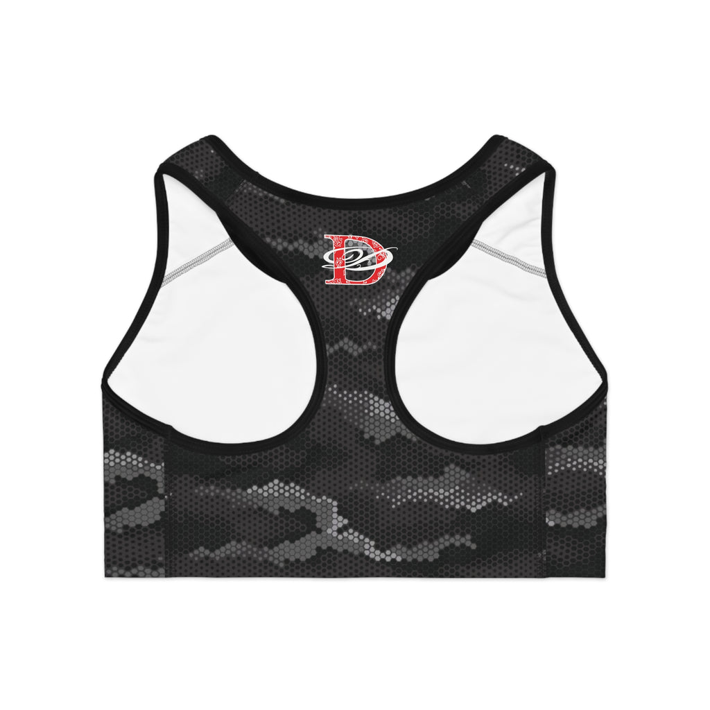 Dragon Hexagon Urban Camo Print Sports Bra AOP