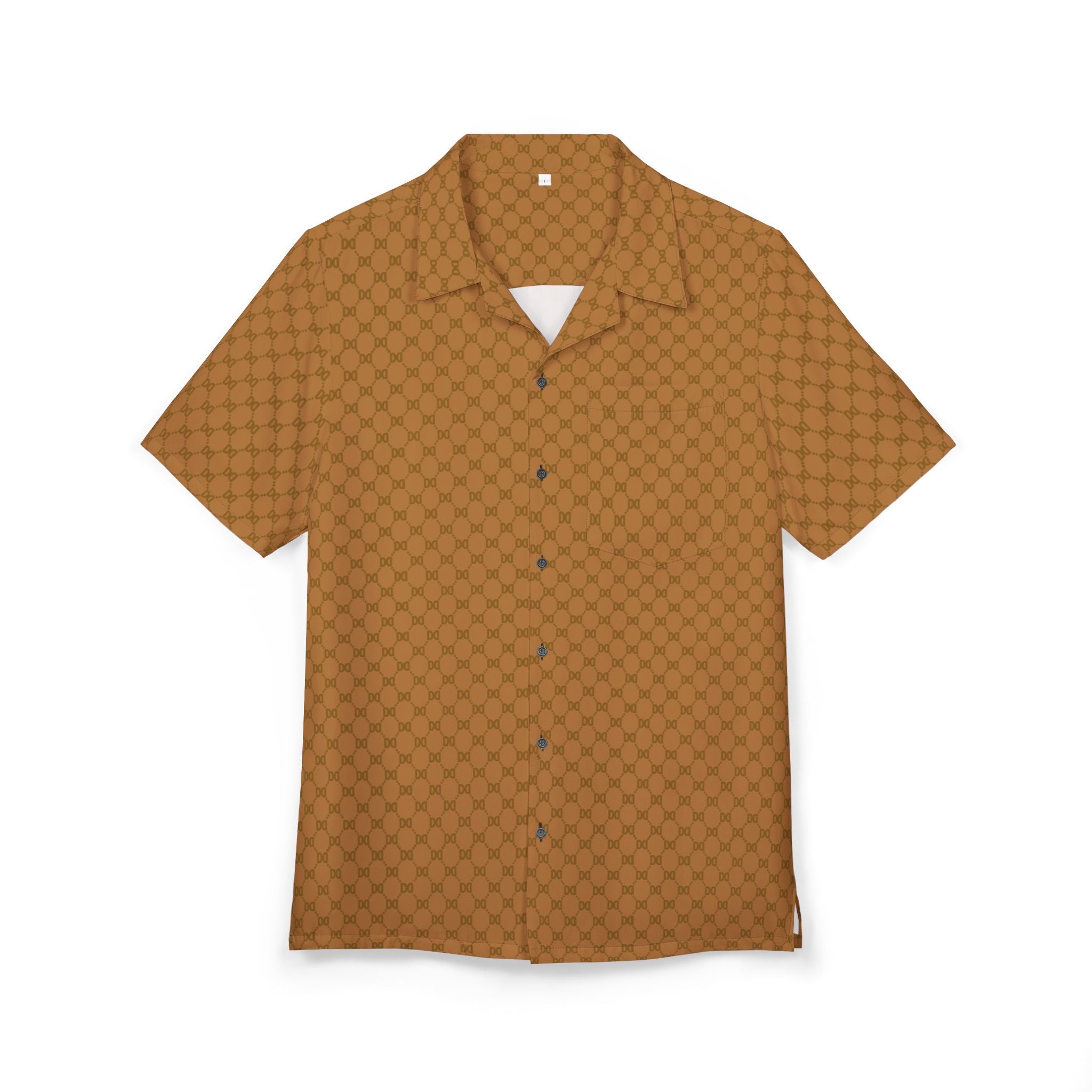 DD Monogram Print Button Up Hawaiian Shirt AOP