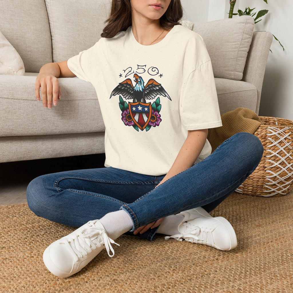 250th Anniversary Eagle w/Flag Shield Tattoo Unisex Softstyle T‑Shirt