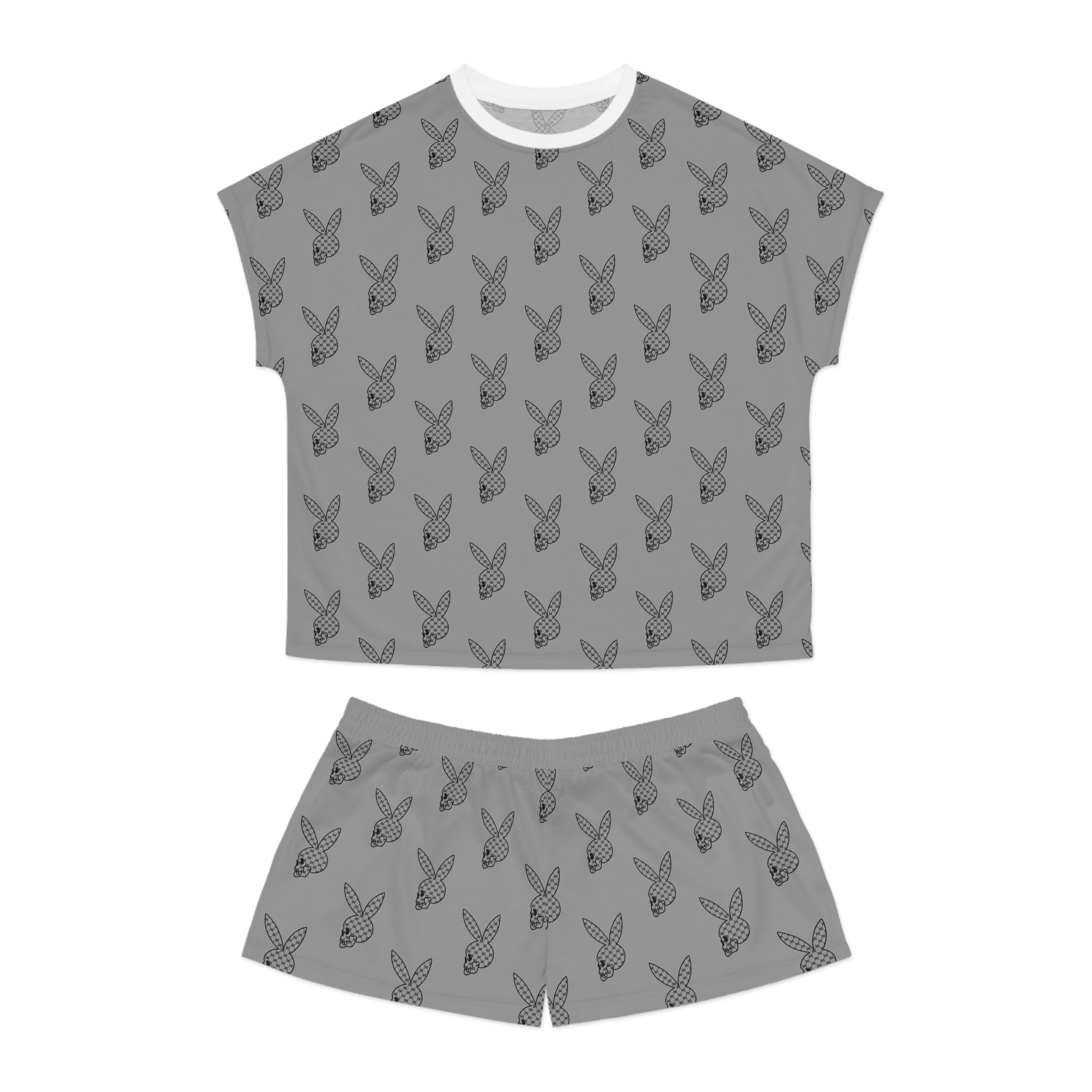 DD Custom Monogram Bunny Skull Women's Pajama Set AOP