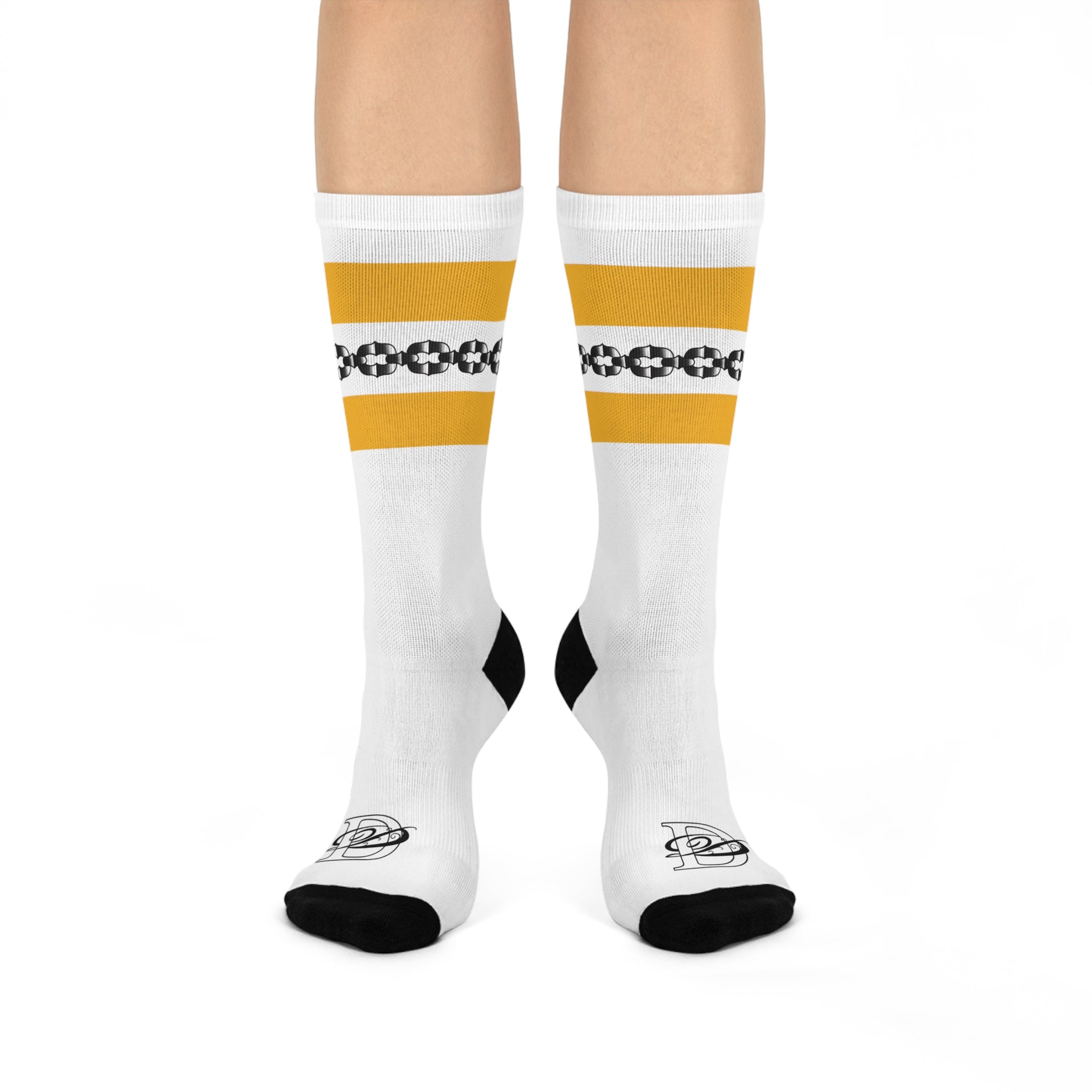 Old School Tube Sock Traditional Tattoo Chain Pattern Crew Socks AOP