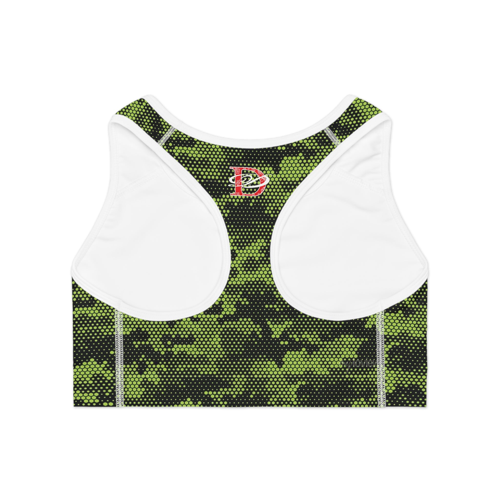 Bandito Panther Lime Green Digital Hexagon Camo Sports Bra AOP