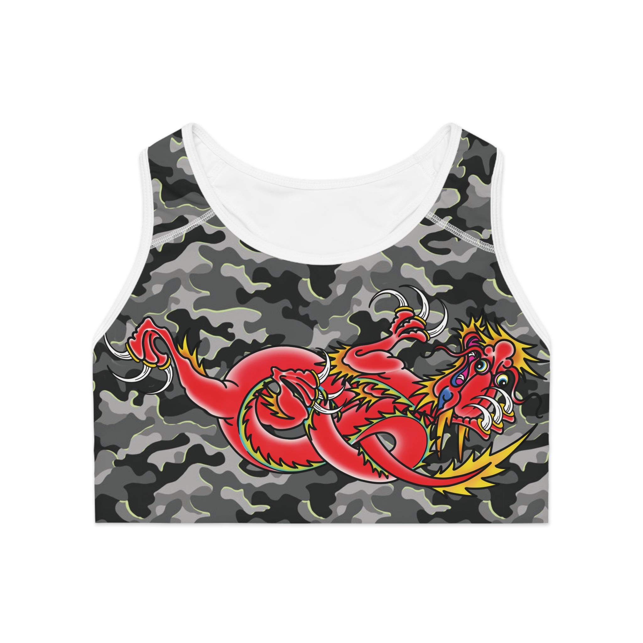 Custom Dragon Urban Camo Print Sports Bra AOP