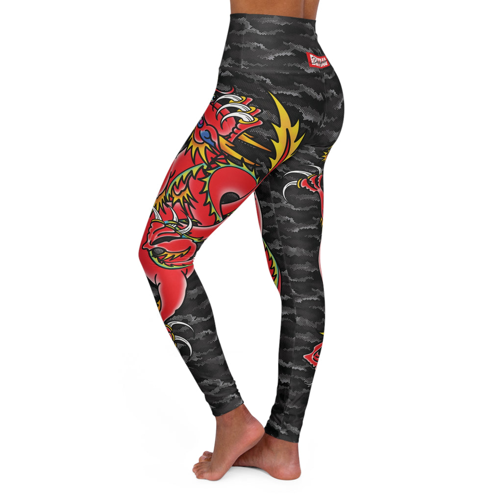 Custom Dragon W/ Urban Hexagon Camo High Waisted Leggings AOP