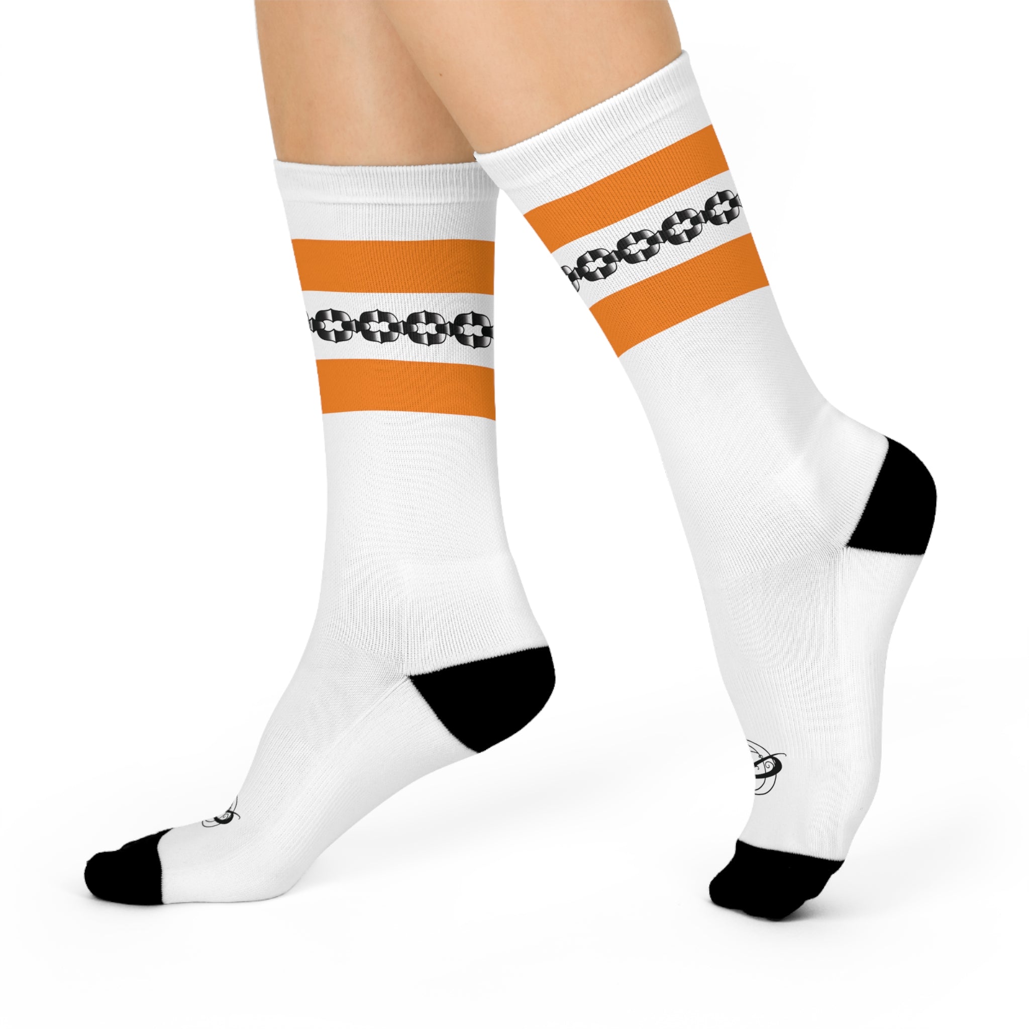 Old School Tube Sock Traditional Tattoo Chain Pattern Crew Socks AOP