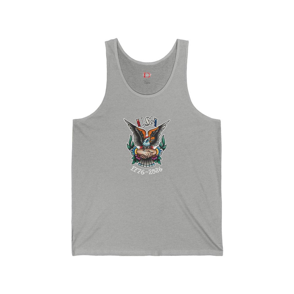 250th Anniversary Eagle w/Clasped Hands Tattoo Design Mens Tank Top